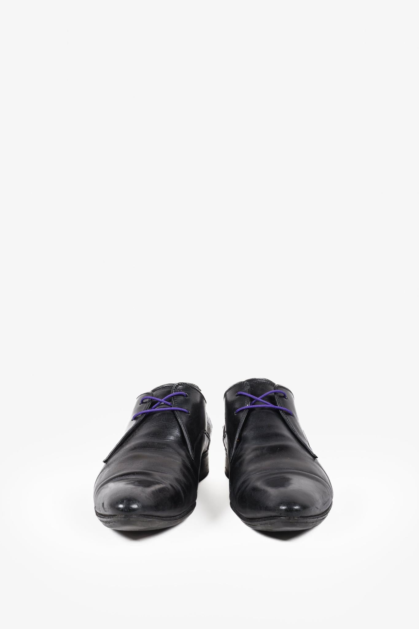 N.D.C. Made By Hand Black Pointed Toe Leather Derby Shoe
