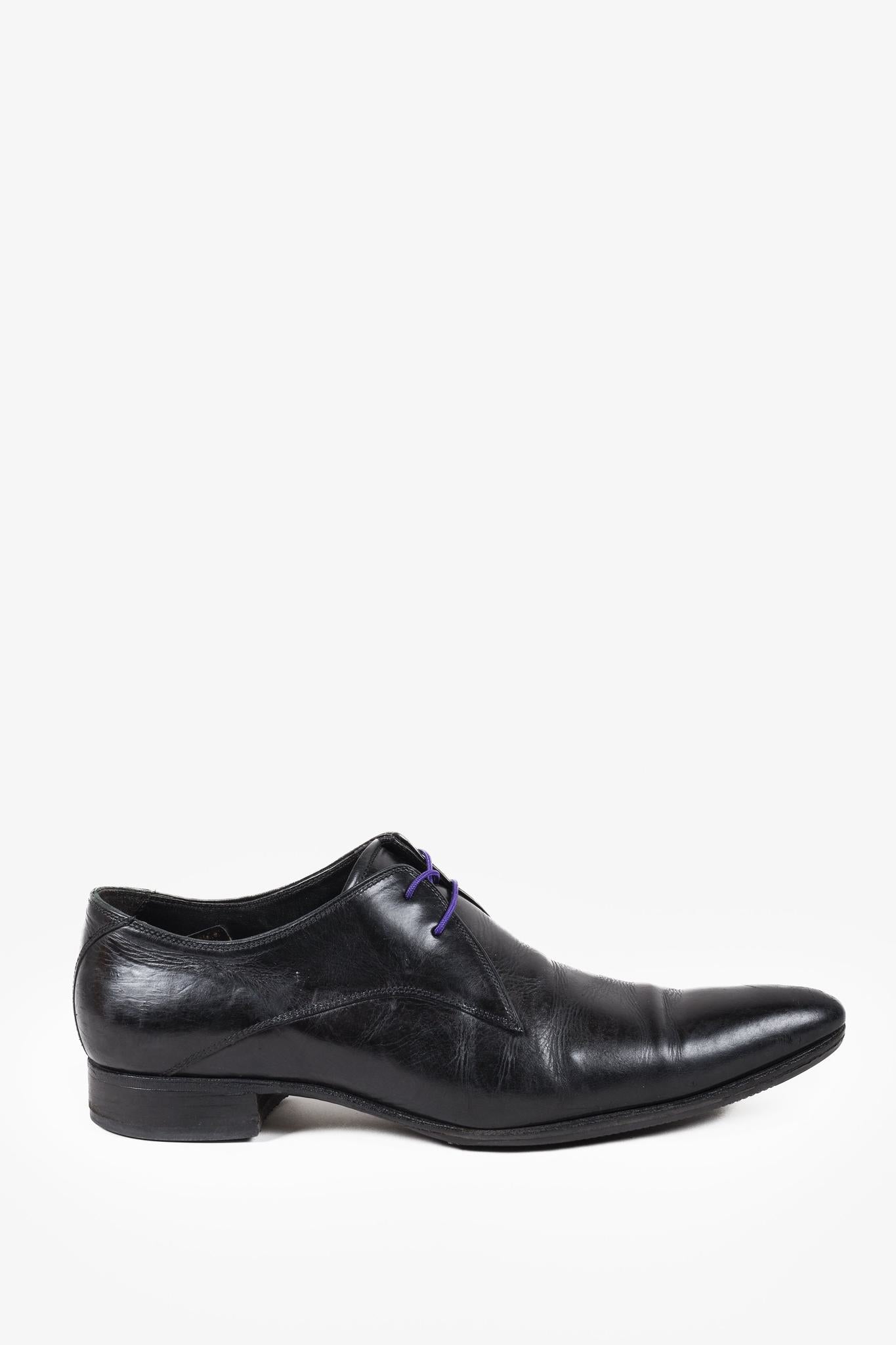 N.D.C. Made By Hand Black Pointed Toe Leather Derby Shoe