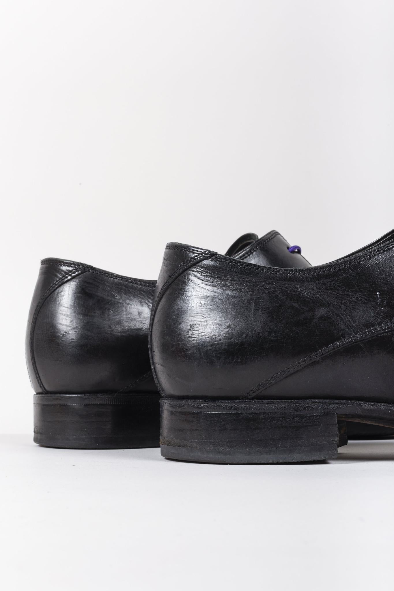 N.D.C. Made By Hand Black Pointed Toe Leather Derby Shoe