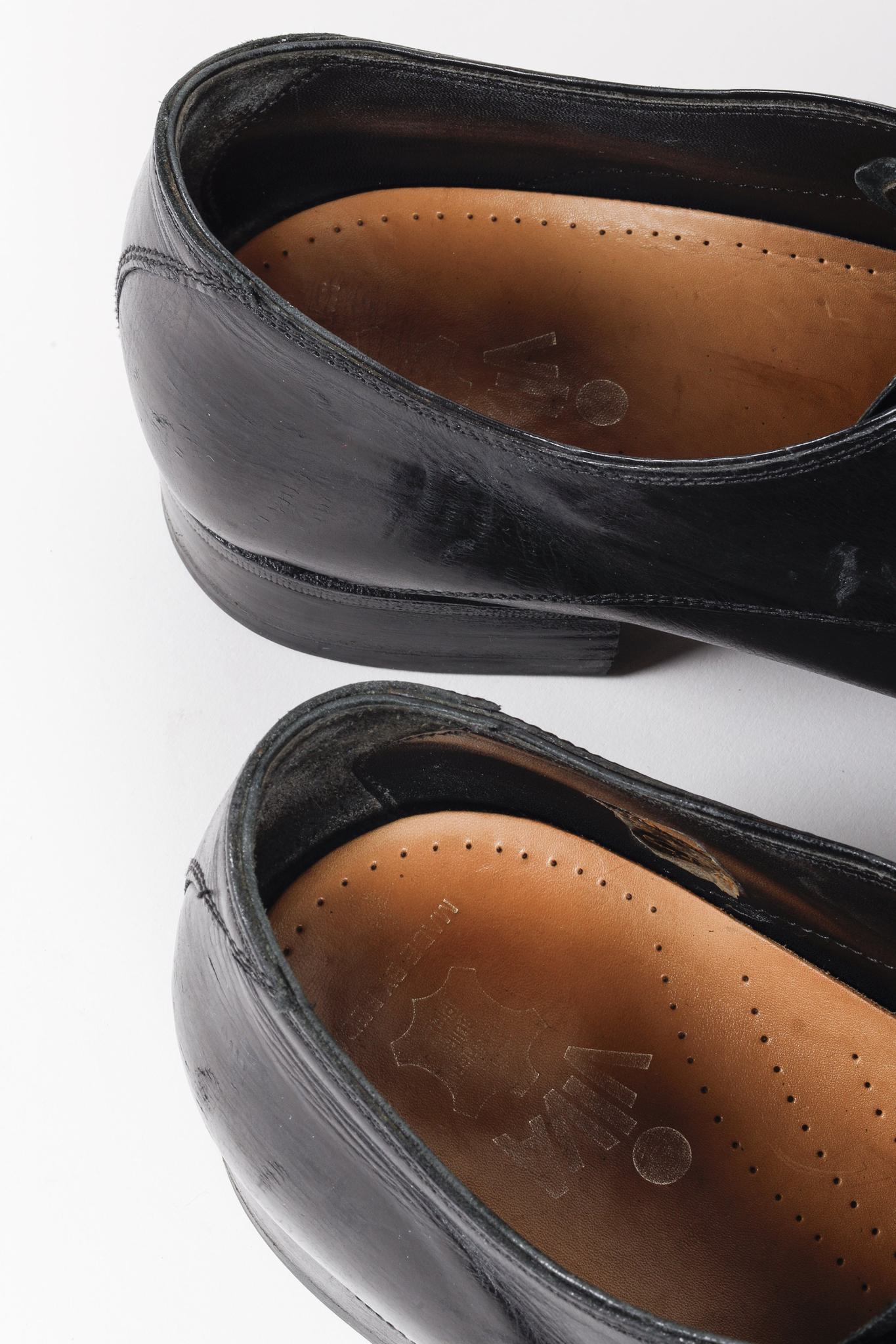 N.D.C. Made By Hand Black Pointed Toe Leather Derby Shoe