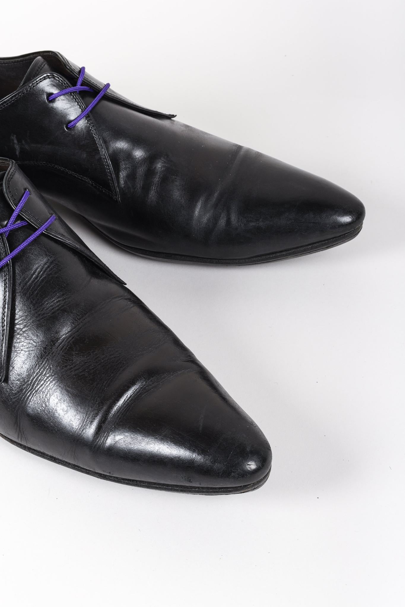 N.D.C. Made By Hand Black Pointed Toe Leather Derby Shoe