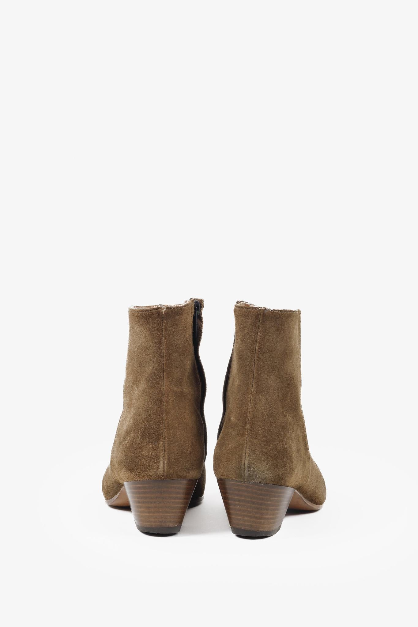 Woman by Common Projects Suede Tobacco Brown Zip Ankle Boots