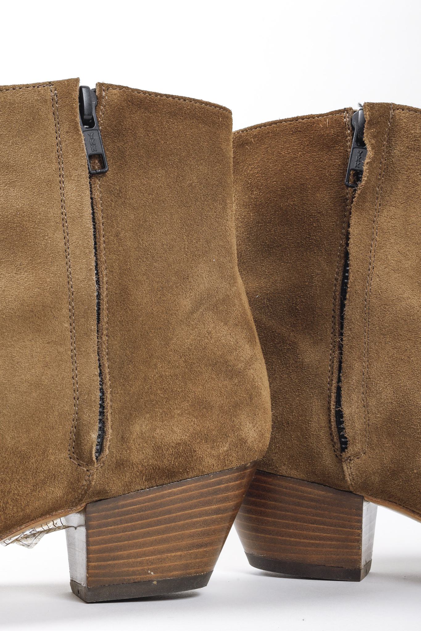 Woman by Common Projects Suede Tobacco Brown Zip Ankle Boots