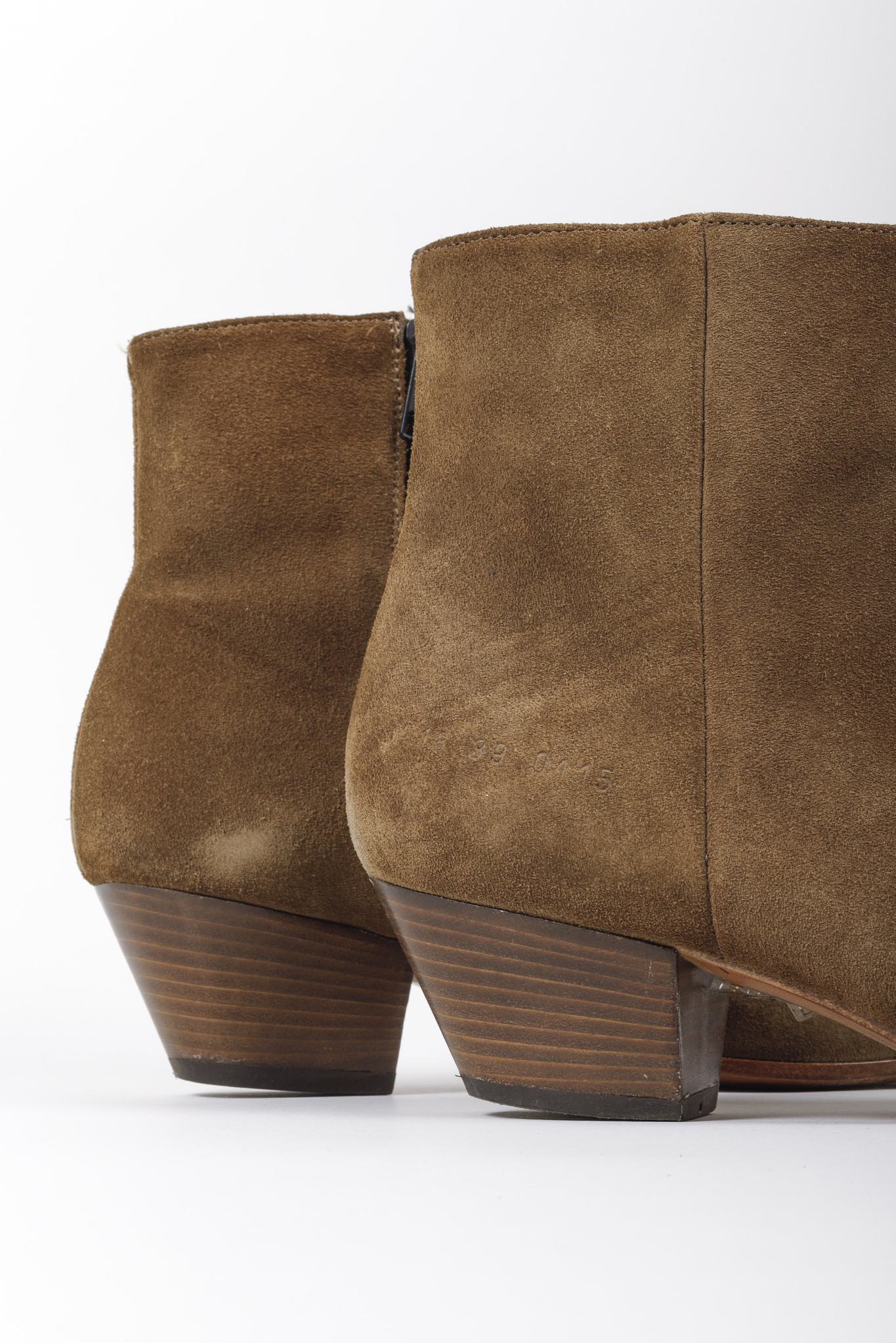 Woman by Common Projects Suede Tobacco Brown Zip Ankle Boots
