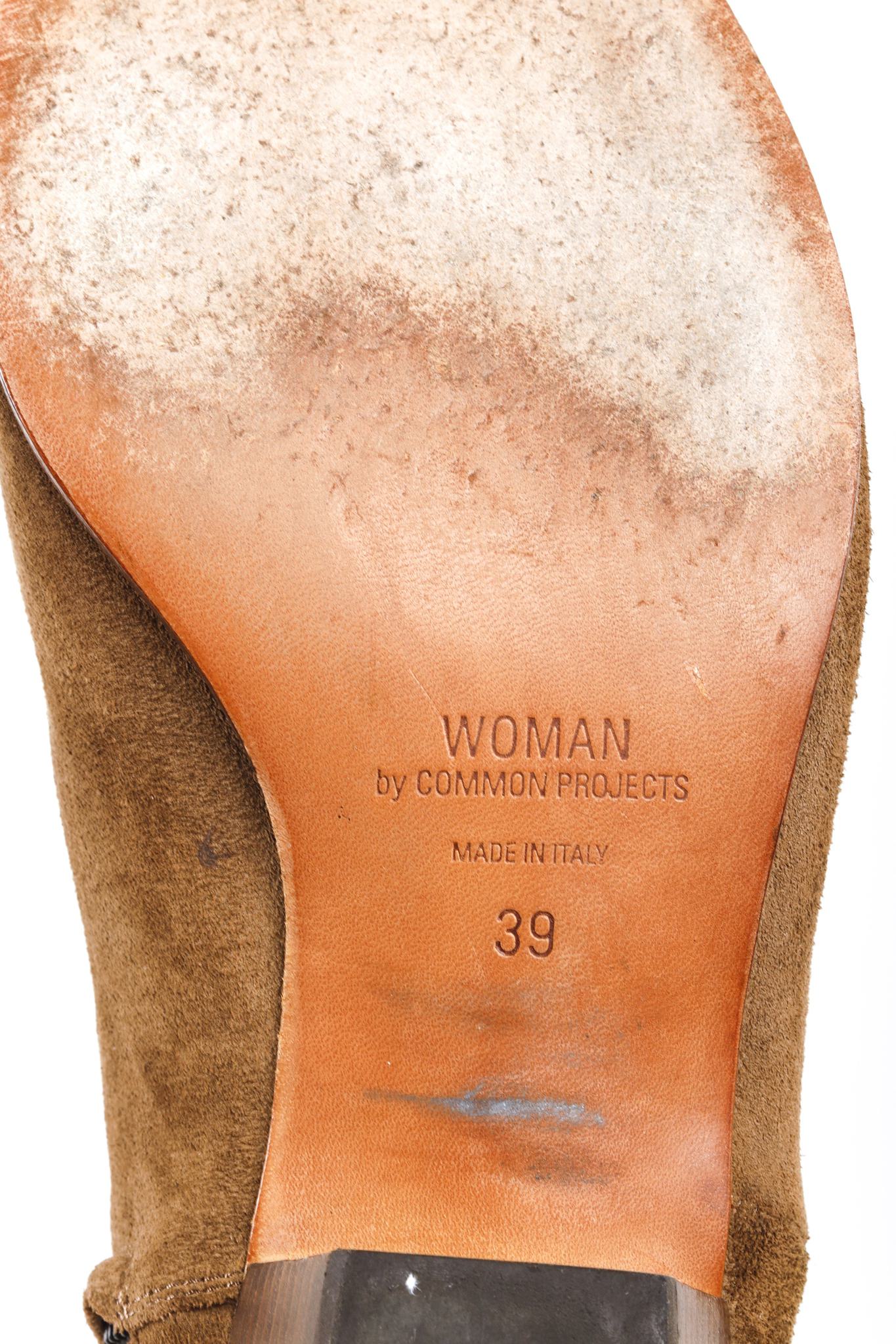 Woman by Common Projects Suede Tobacco Brown Zip Ankle Boots
