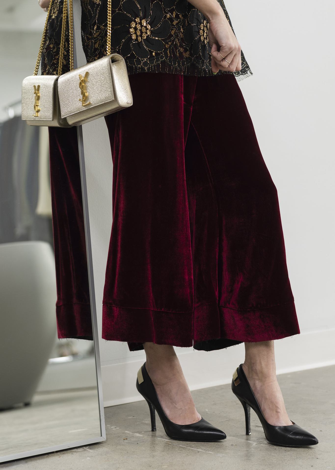 Ellery Lazio Merlot Velvet Flared Pants