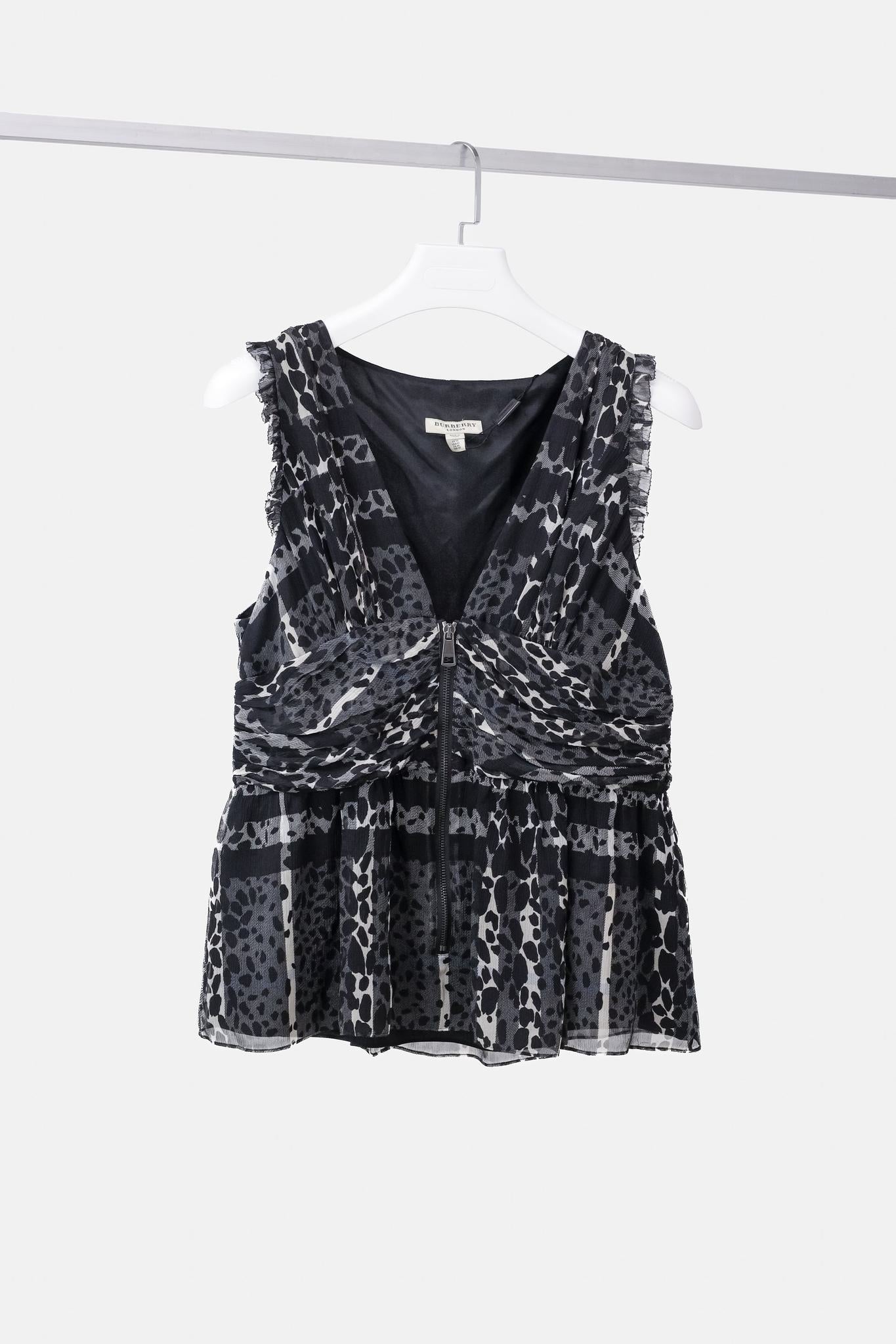 Burberry Beat Check Silk Peplum Tank
