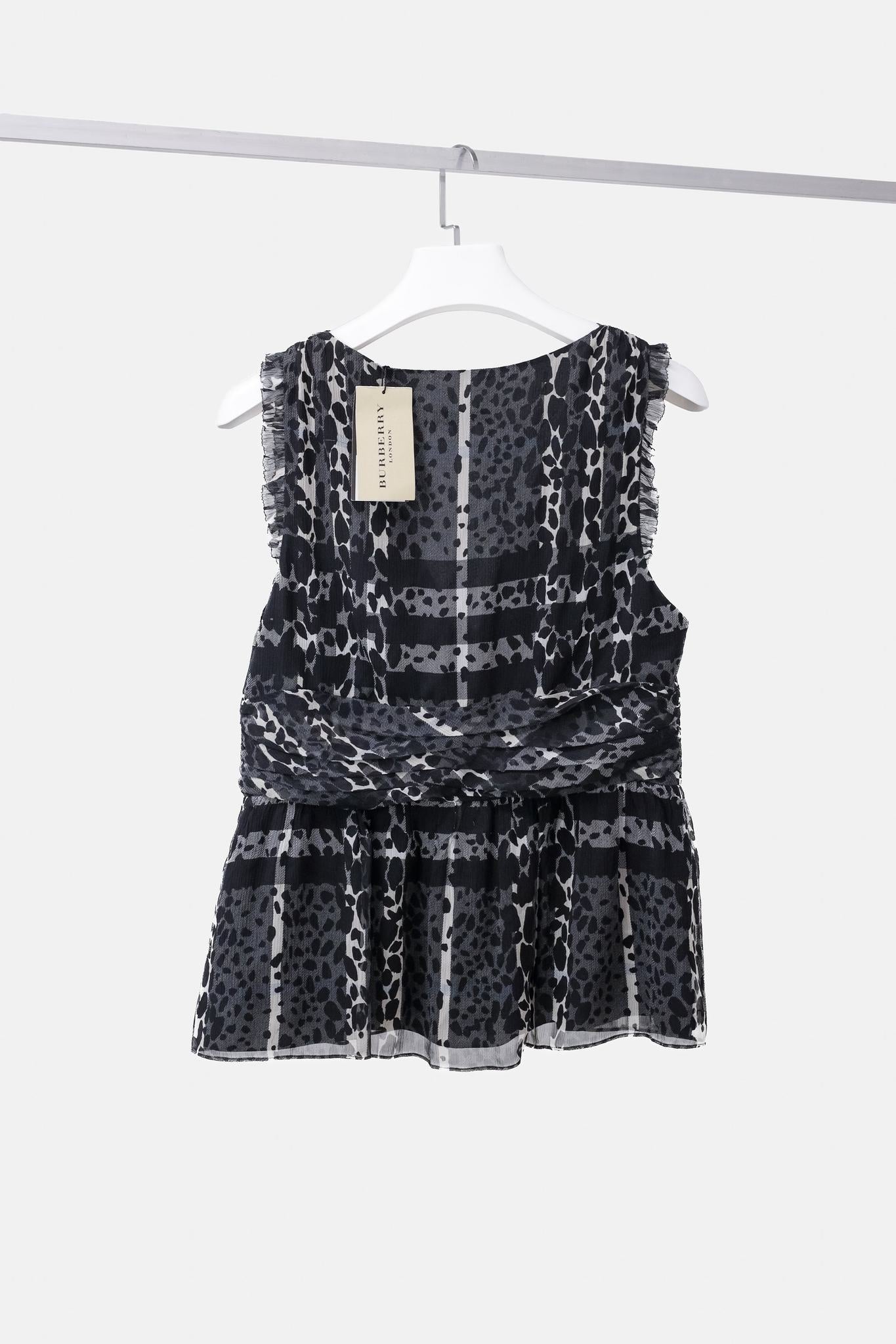Burberry Beat Check Silk Peplum Tank