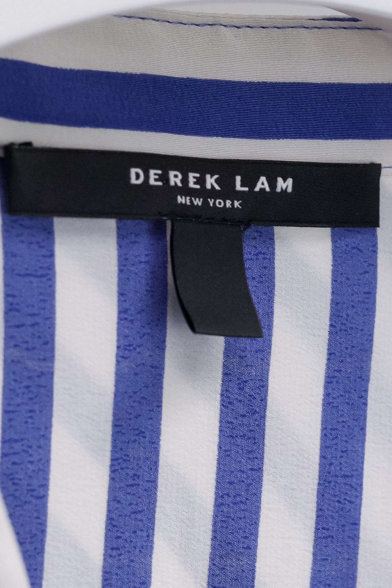 Derek Lam White and Blue Striped Silk Layered Blouse
