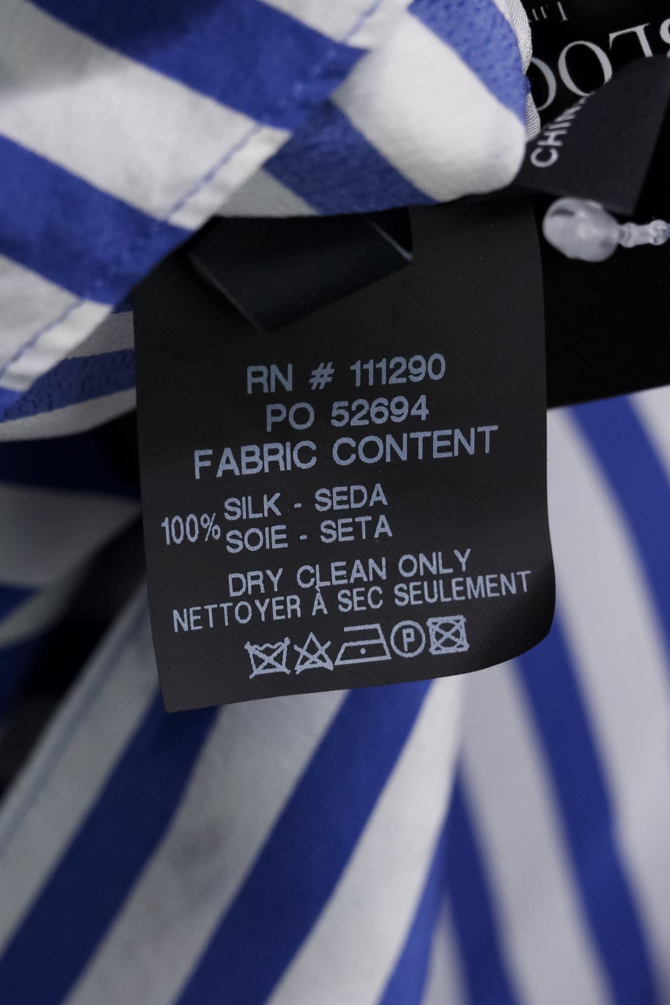 Derek Lam White and Blue Striped Silk Layered Blouse
