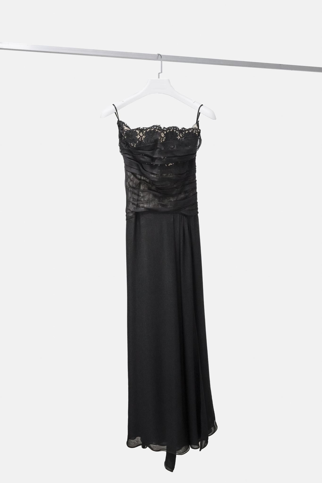 Valentino Black Lace Strapless Gown