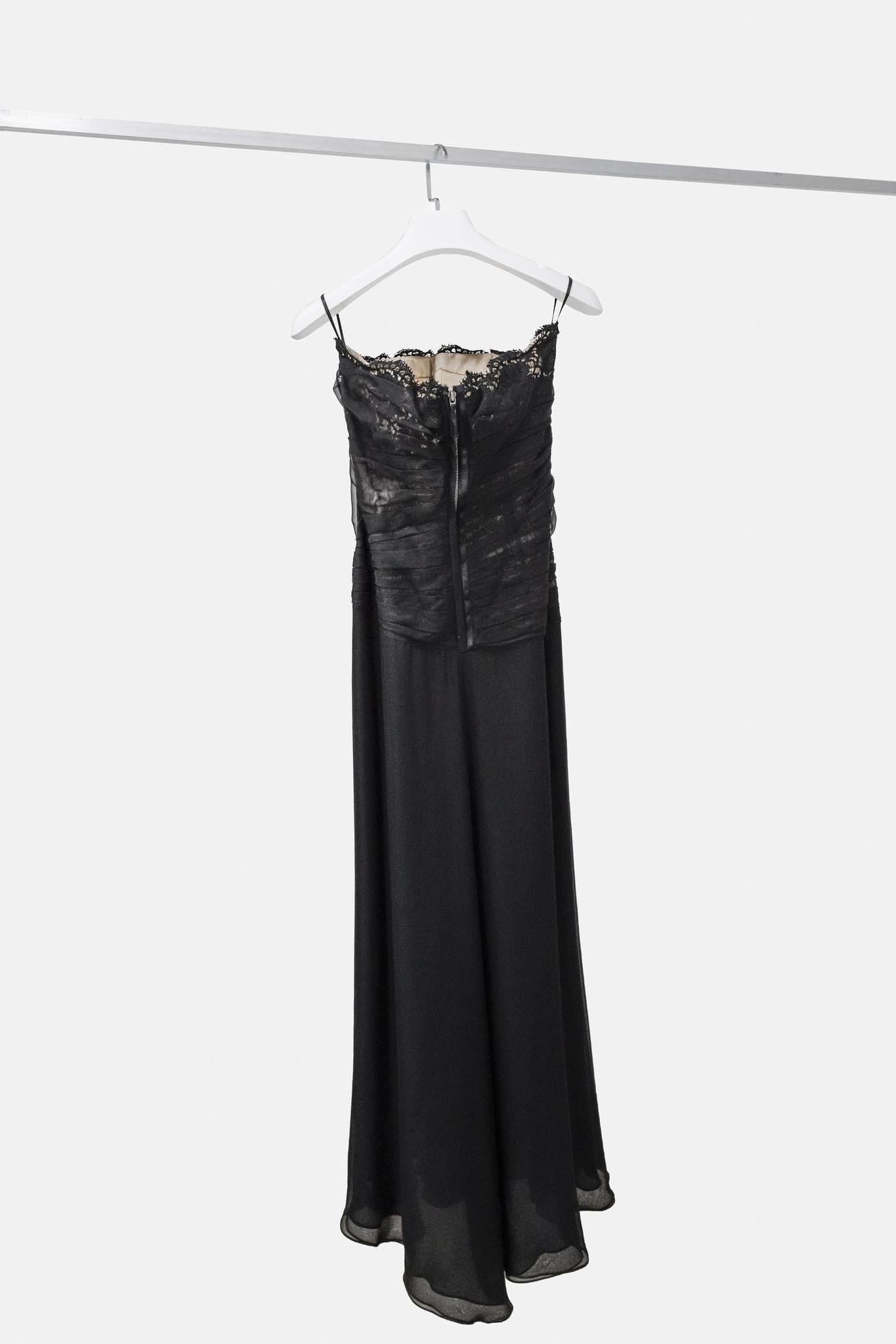 Valentino Black Lace Strapless Gown