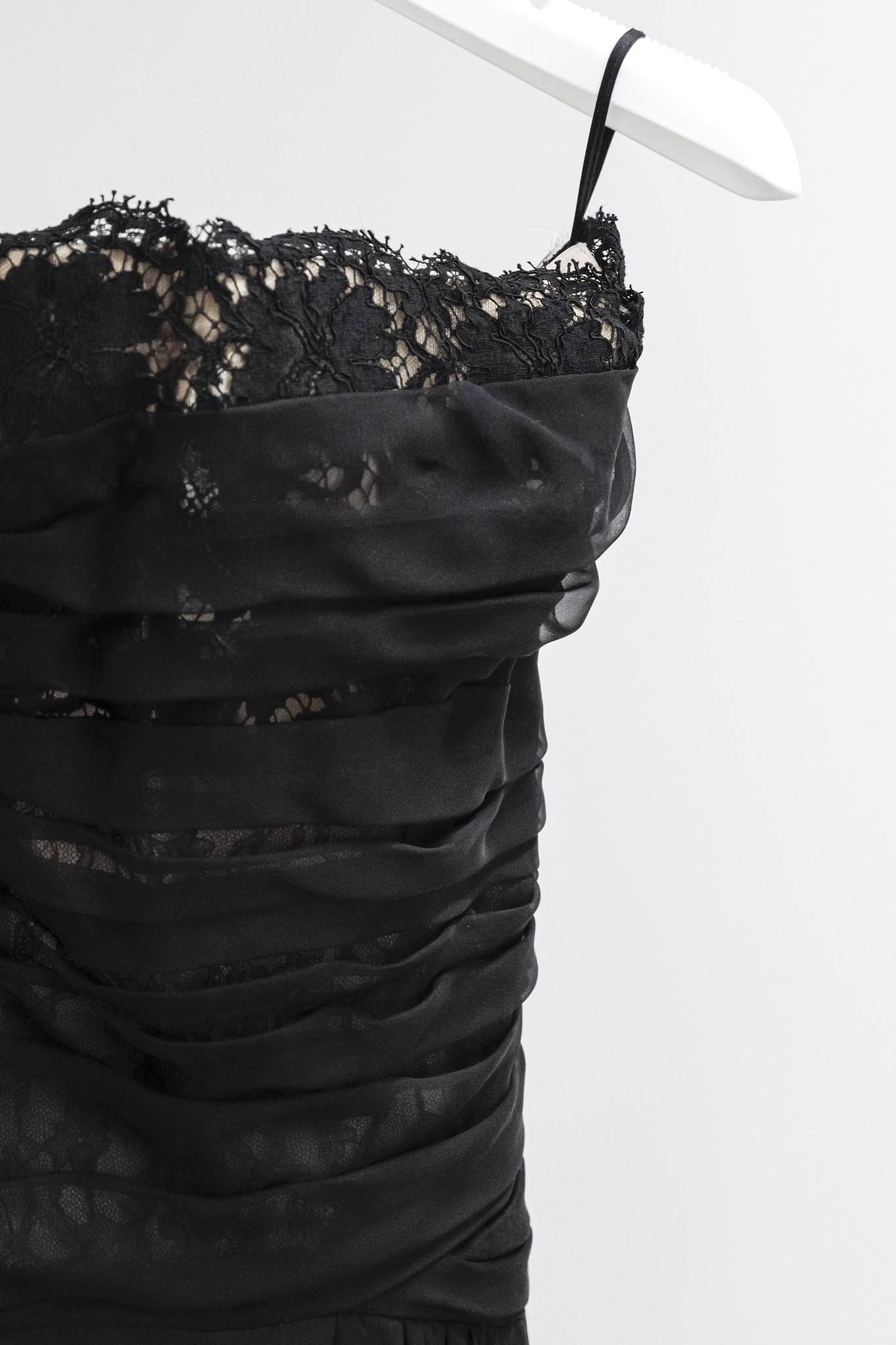 Valentino Black Lace Strapless Gown