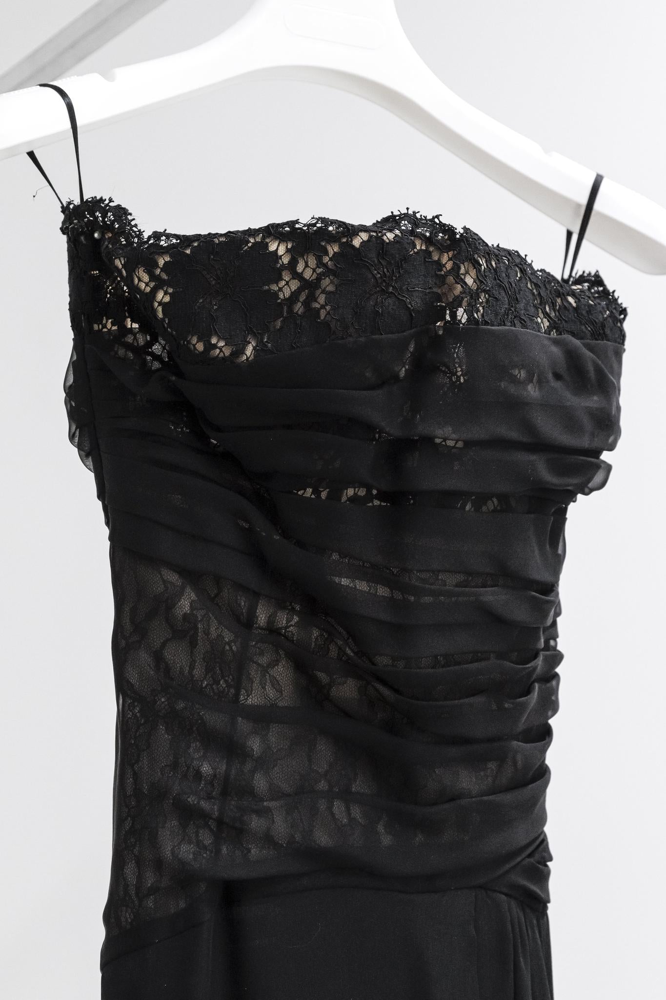 Valentino Black Lace Strapless Gown