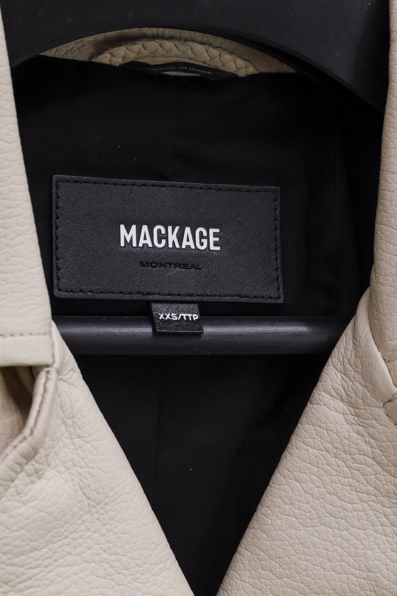 Mackage Sabina Cream Leather Biker Jacket