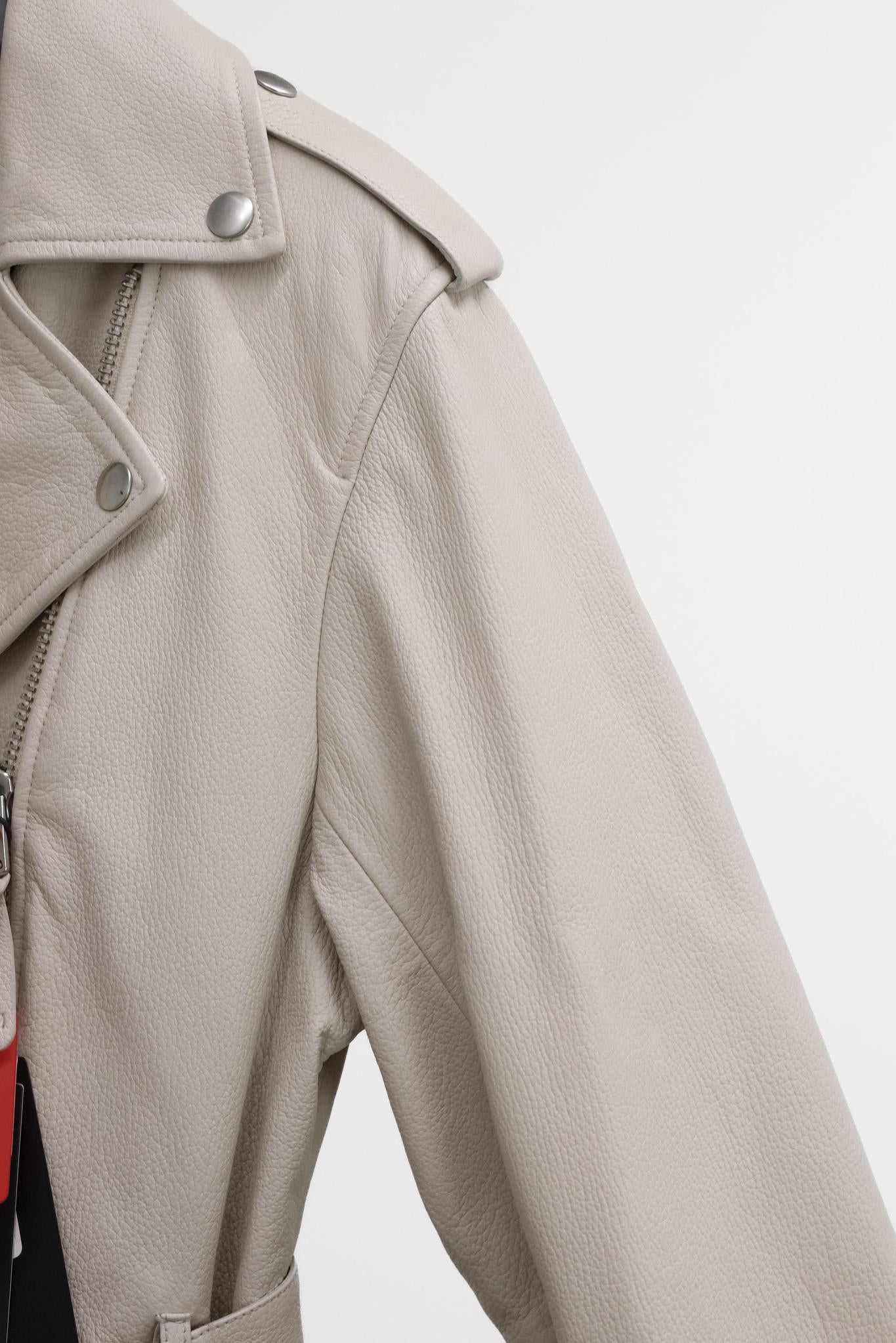 Mackage Sabina Cream Leather Biker Jacket