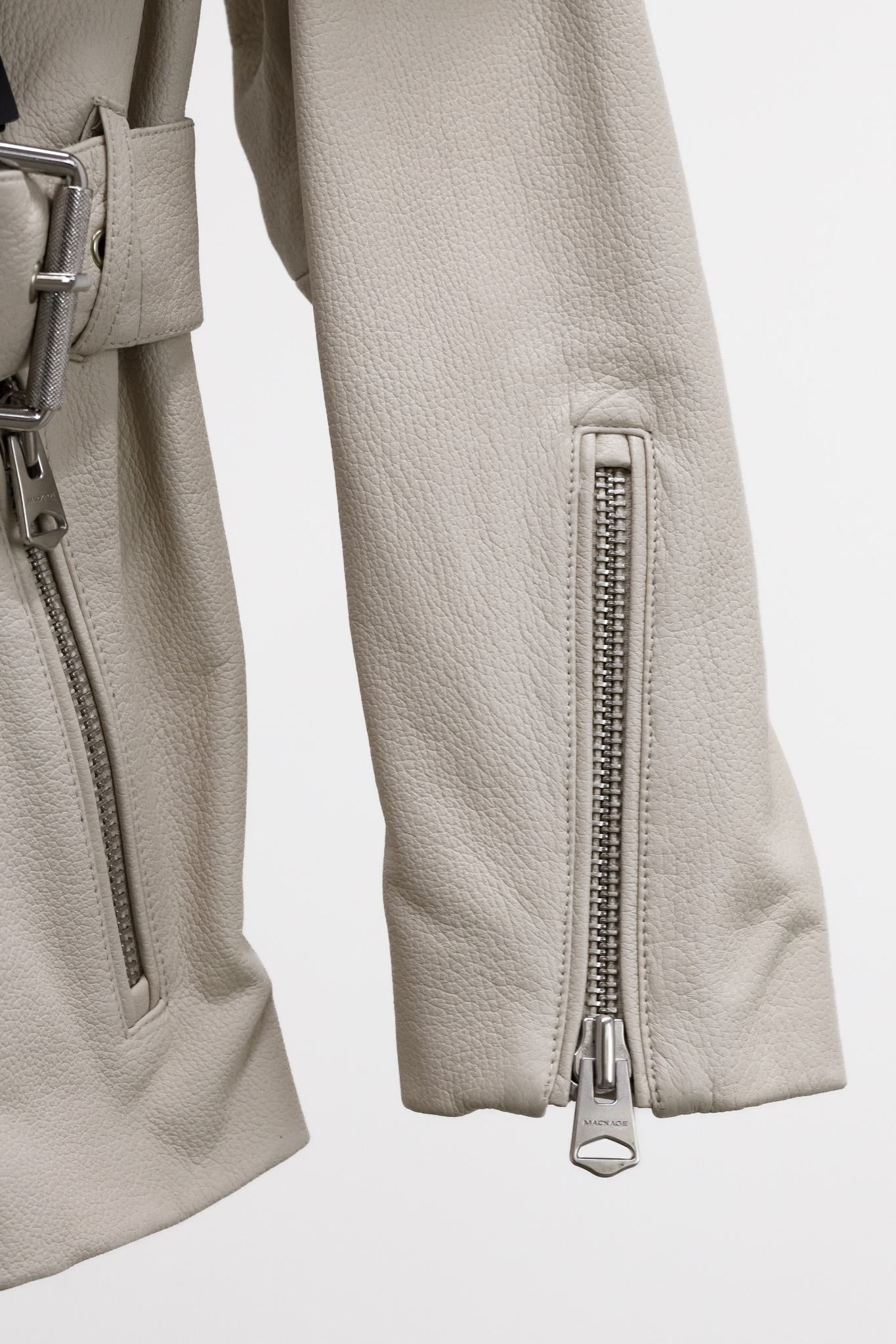 Mackage Sabina Cream Leather Biker Jacket
