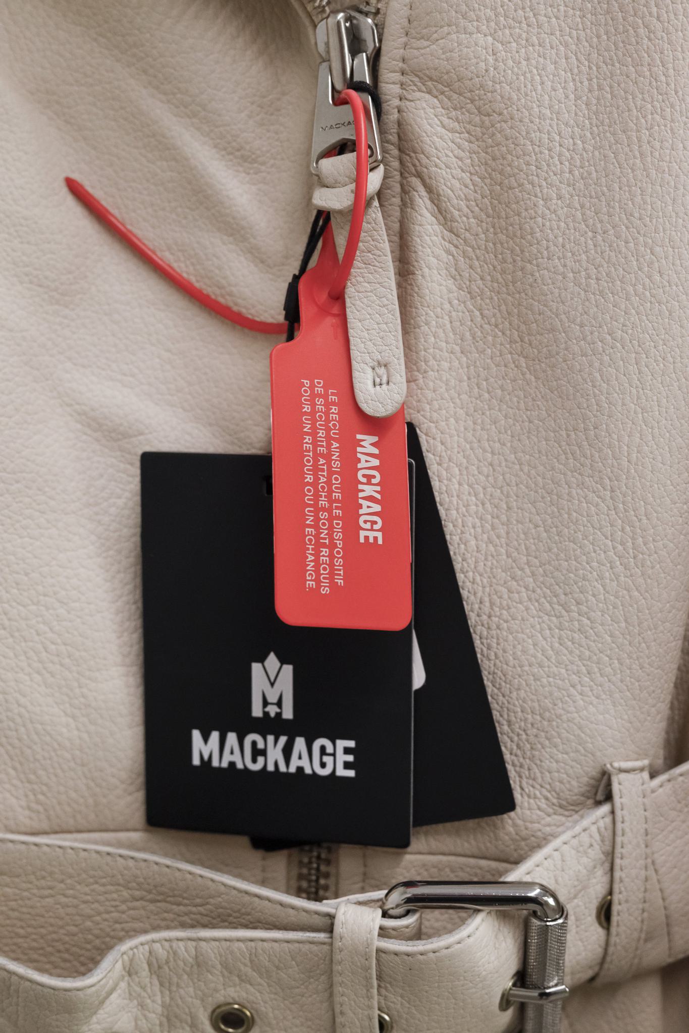 Mackage Sabina Cream Leather Biker Jacket