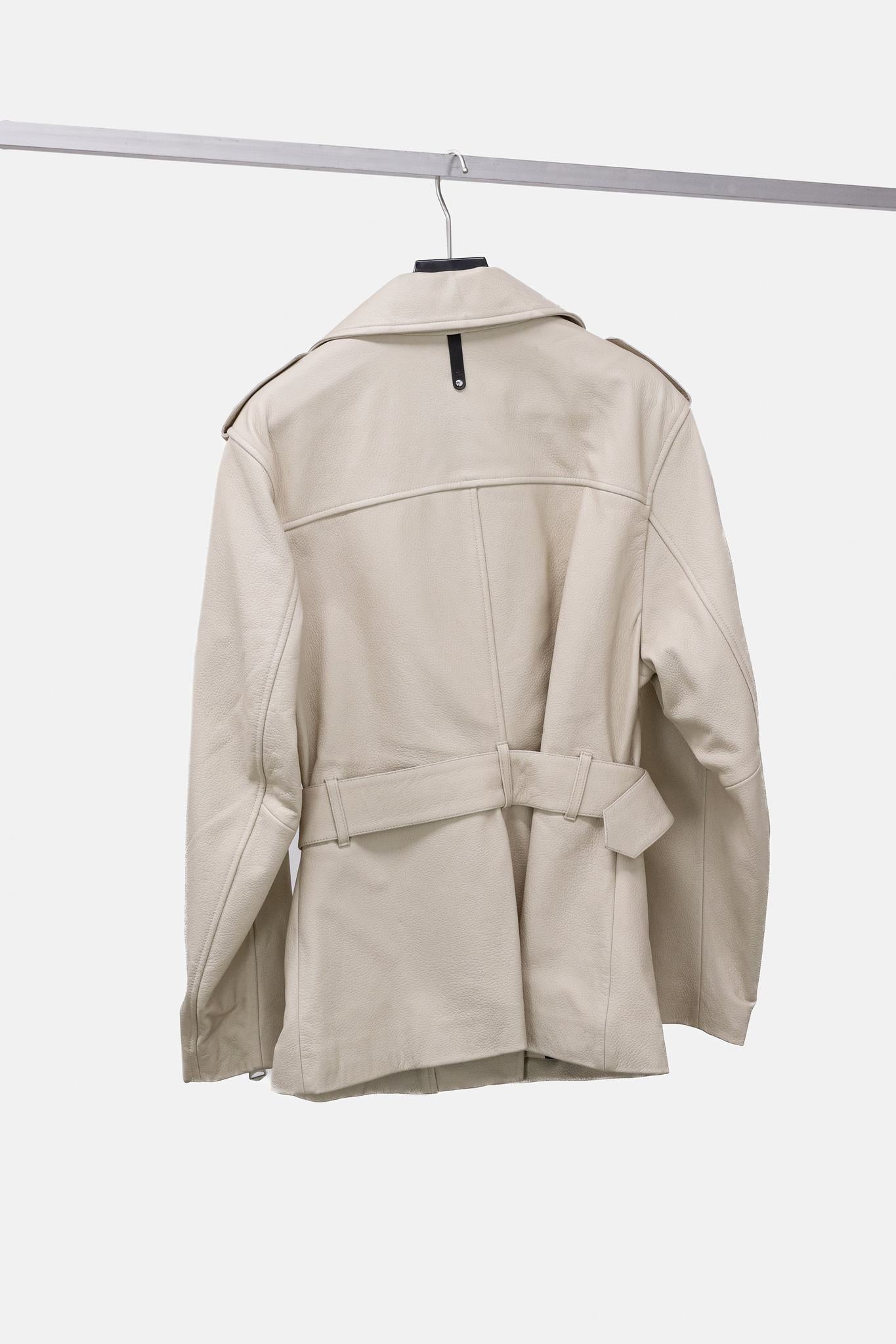 Mackage Sabina Cream Leather Biker Jacket