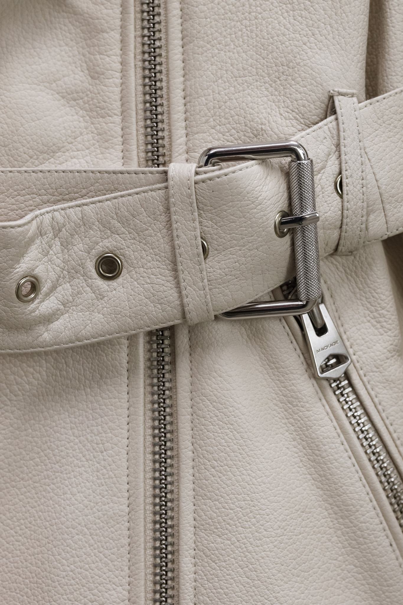Mackage Sabina Cream Leather Biker Jacket