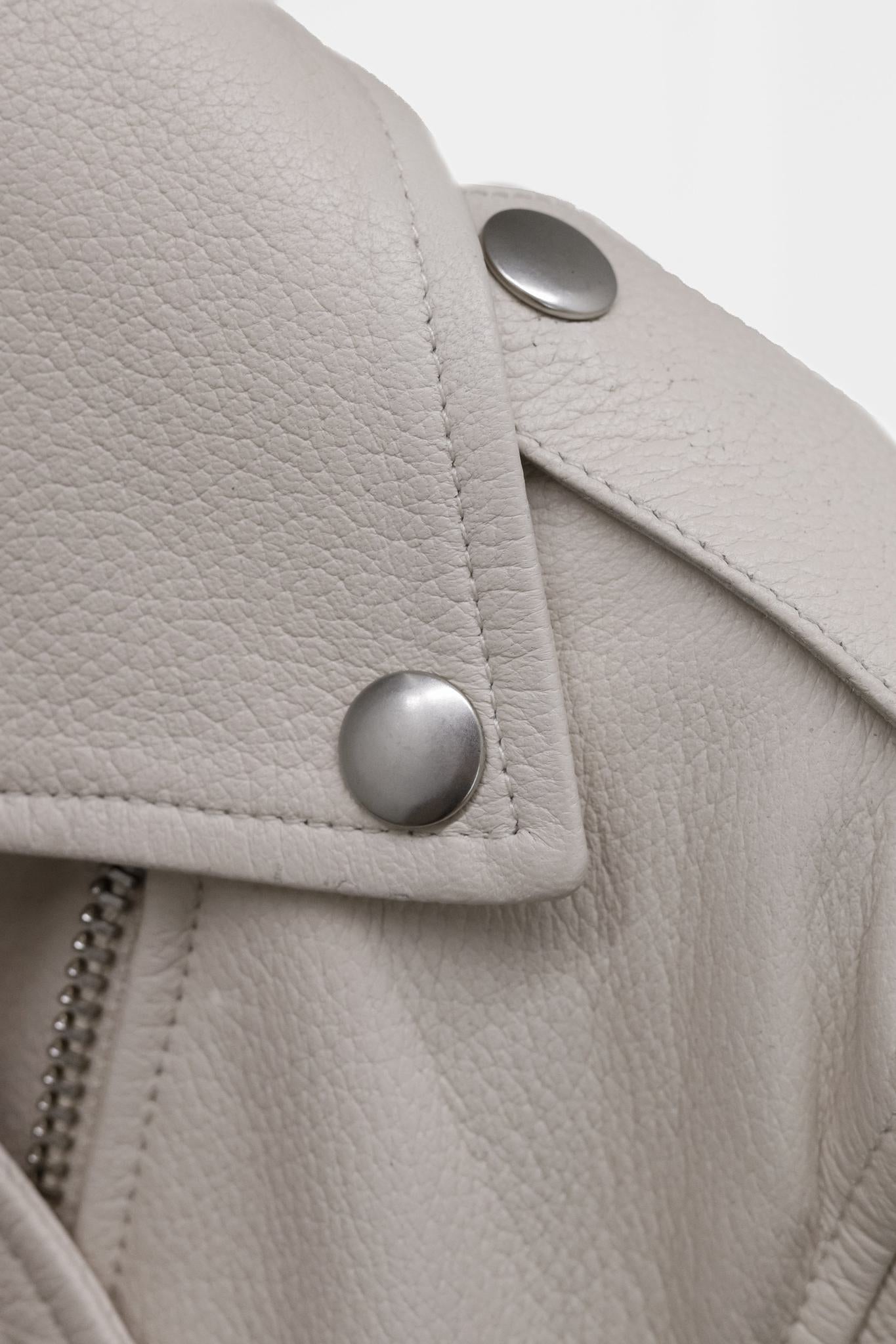 Mackage Sabina Cream Leather Biker Jacket