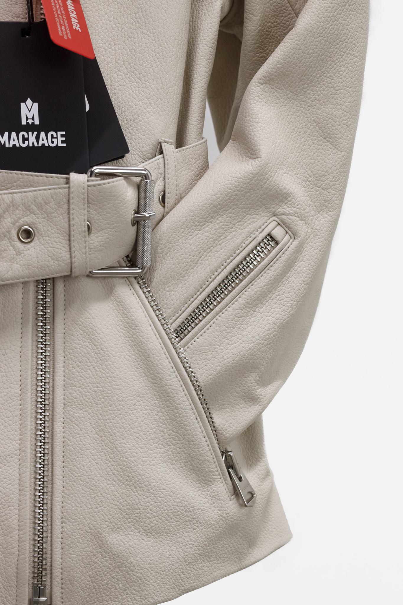 Mackage Sabina Cream Leather Biker Jacket