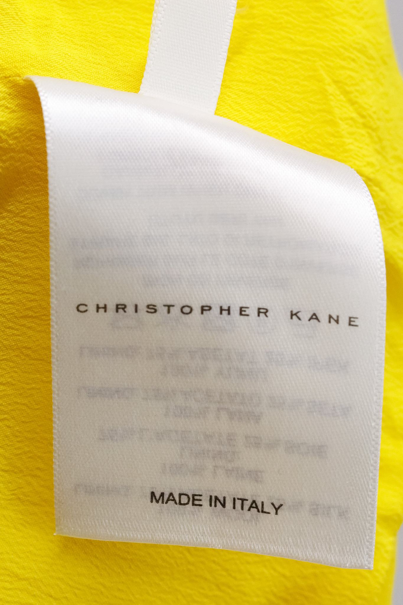 Christopher Kane Yellow Crepe Metallic Embellishment Tank