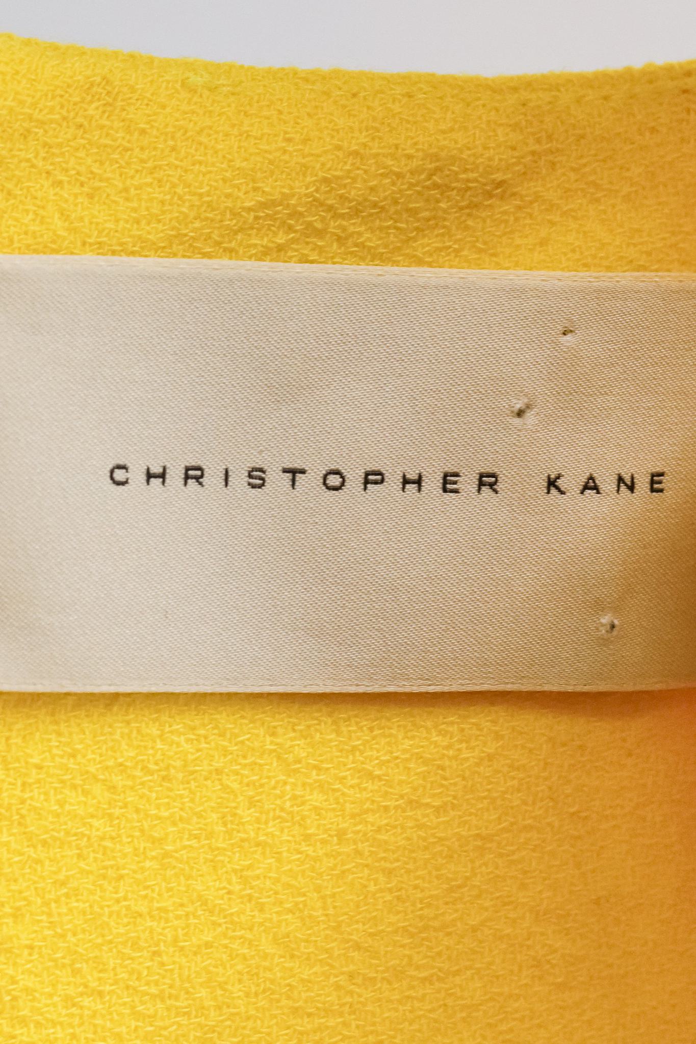 Christopher Kane Yellow Crepe Metallic Embellishment Tank