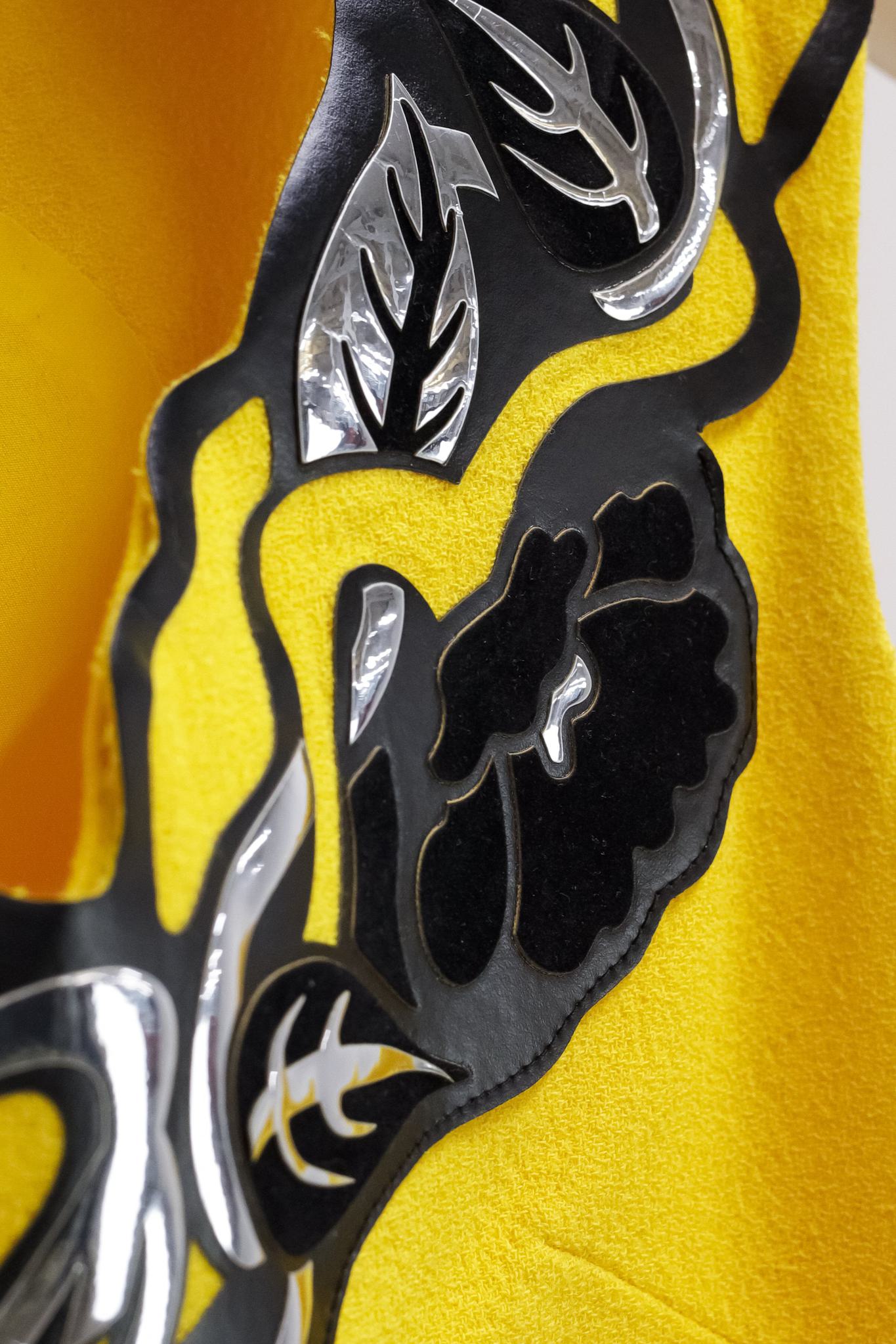 Christopher Kane Yellow Crepe Metallic Embellishment Tank