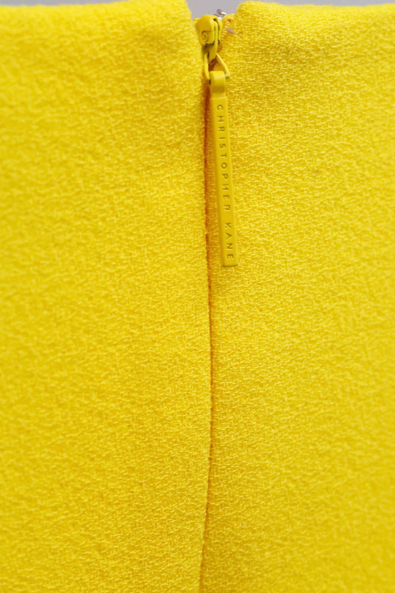 Christopher Kane Yellow Crepe Metallic Embellishment Tank