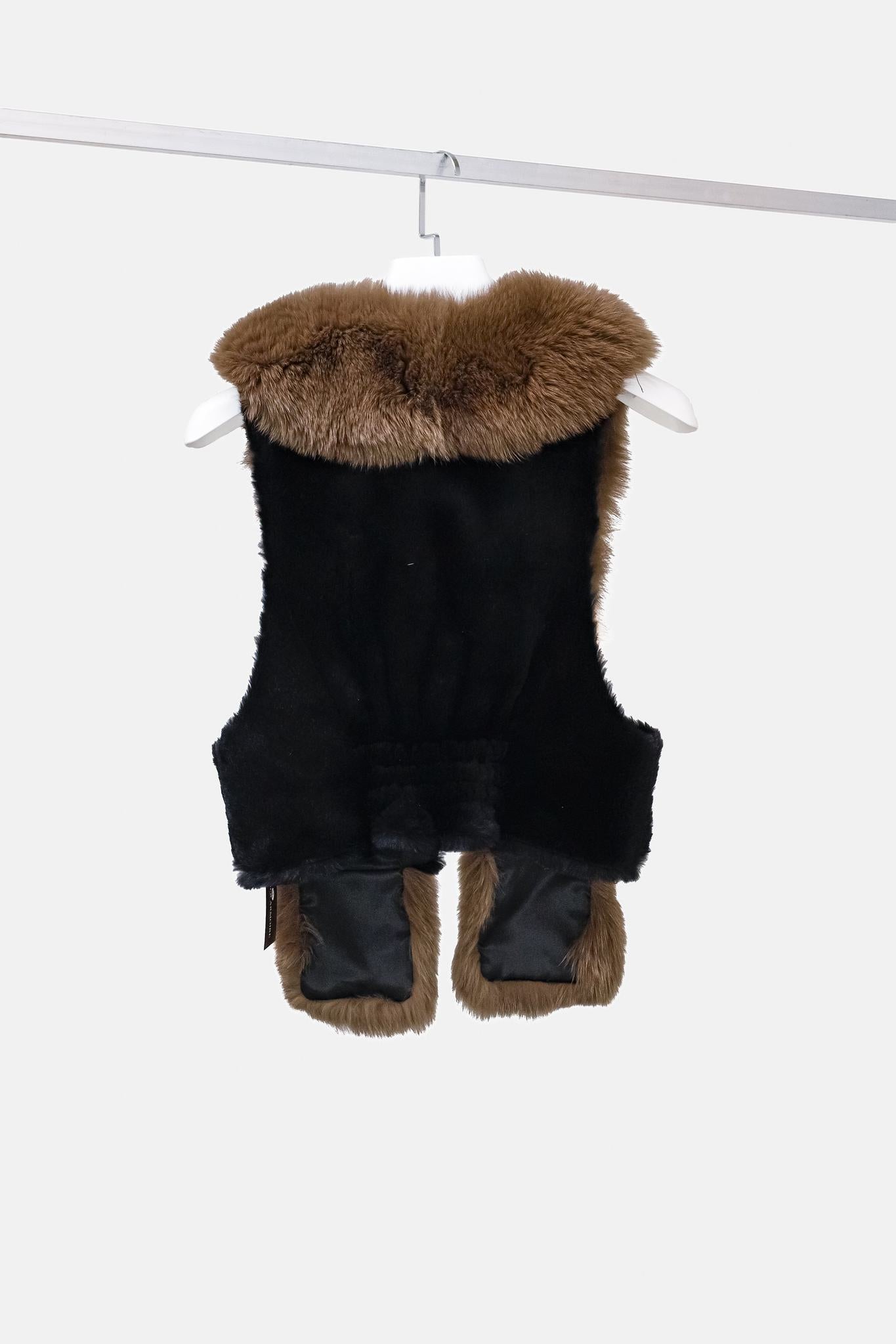 Fox and Mink Vest with Belt Buckle