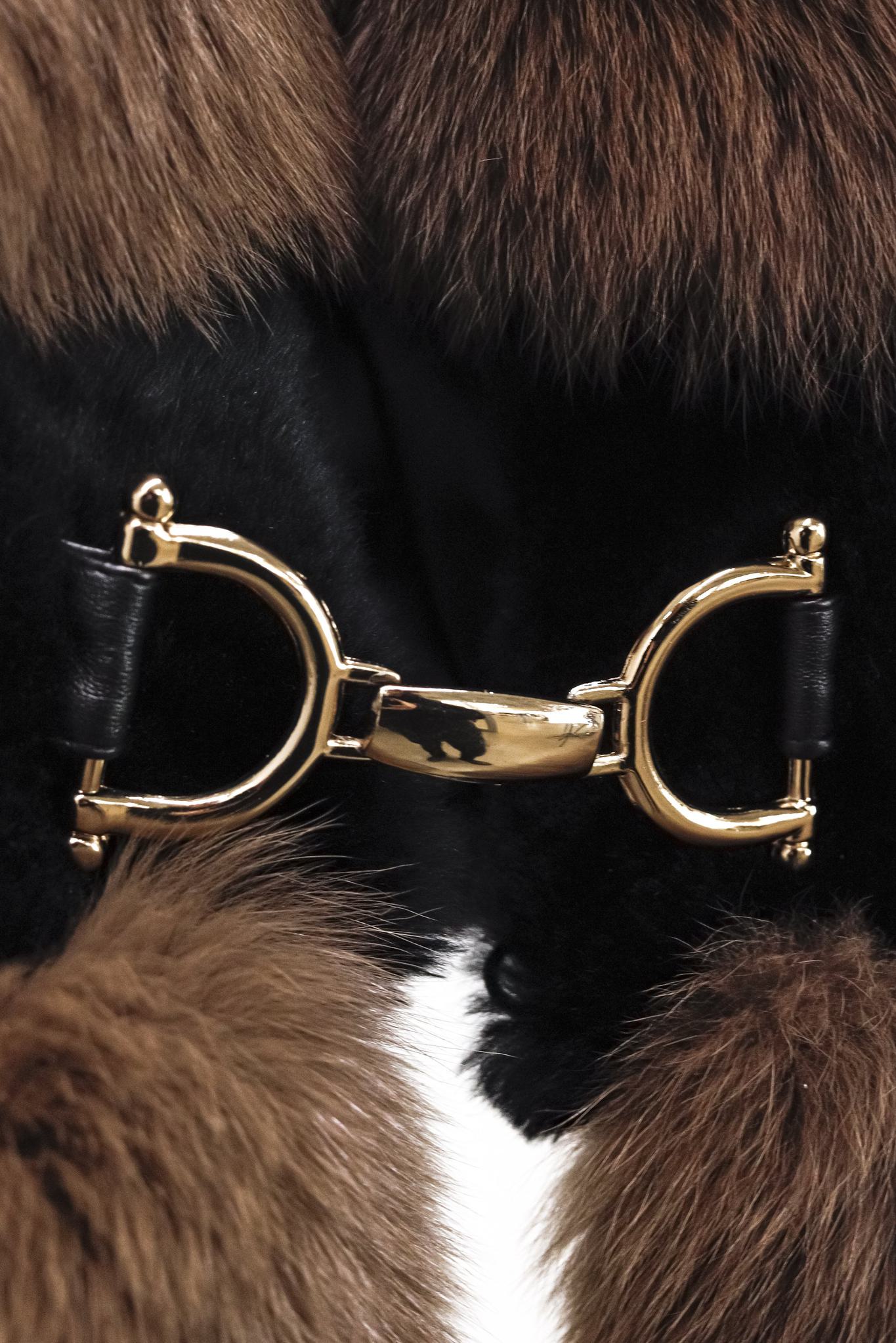 Fox and Mink Vest with Belt Buckle