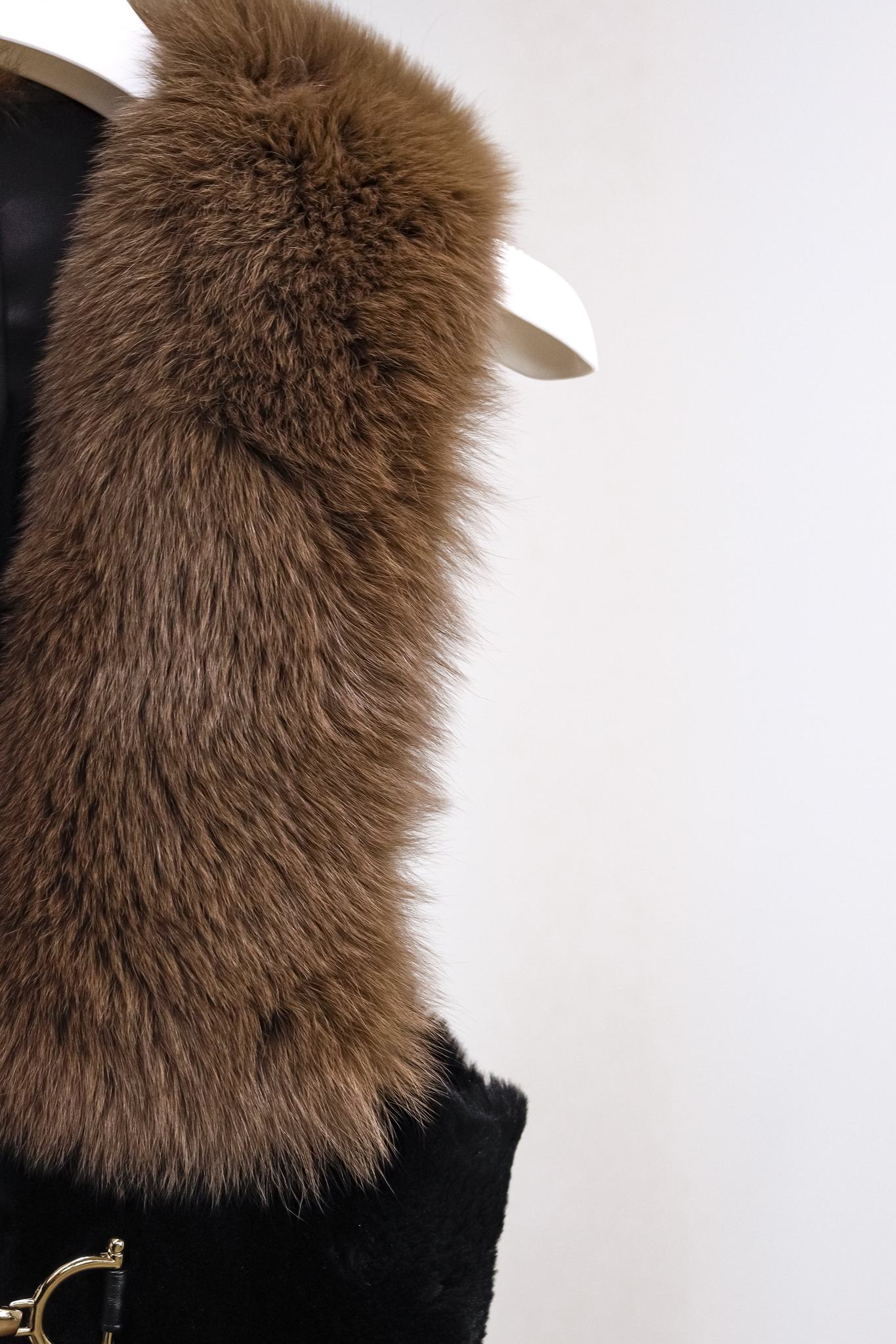 Fox and Mink Vest with Belt Buckle