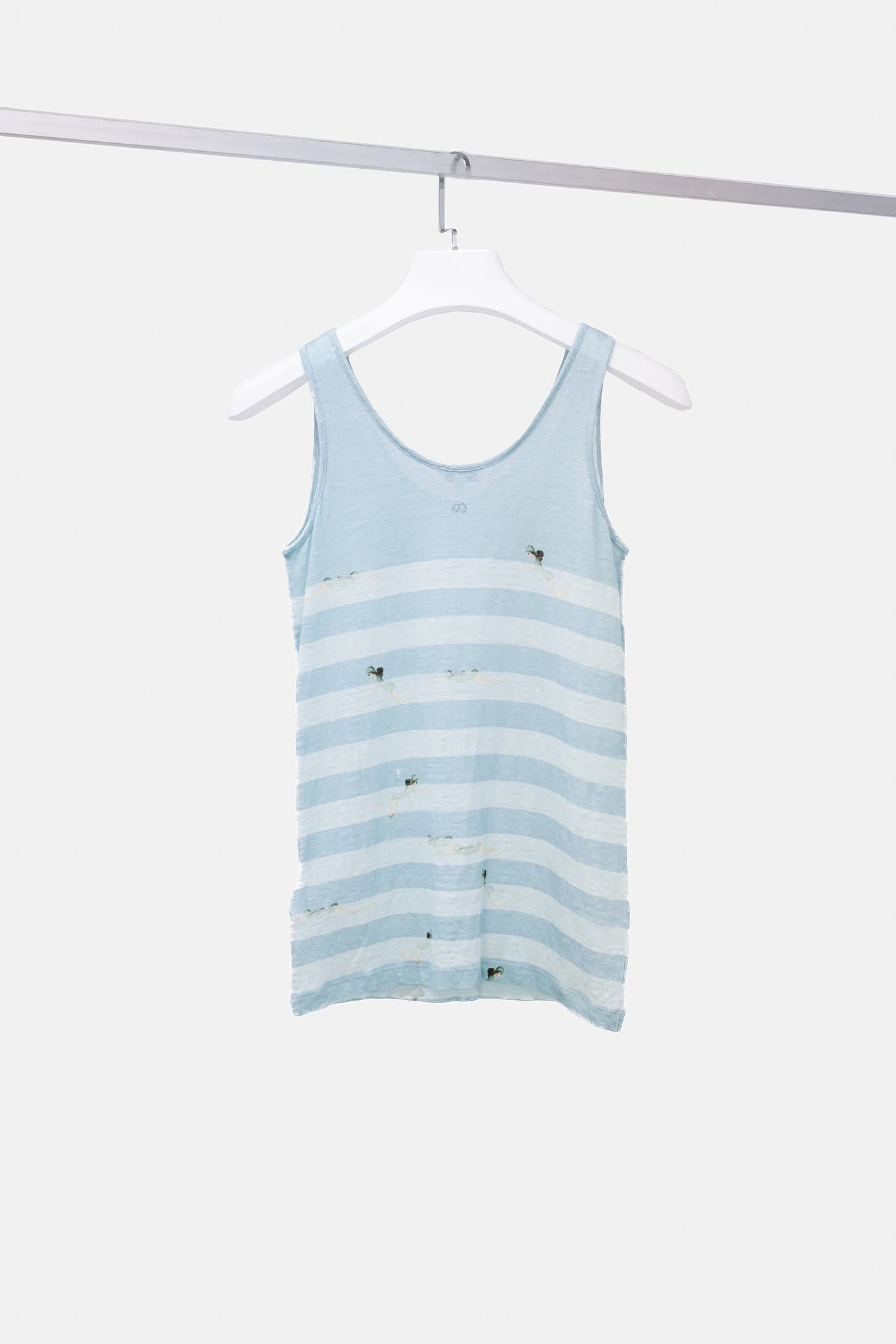 Escada Sport Eswim Light Cobalt Swim Stripe Linen Tank