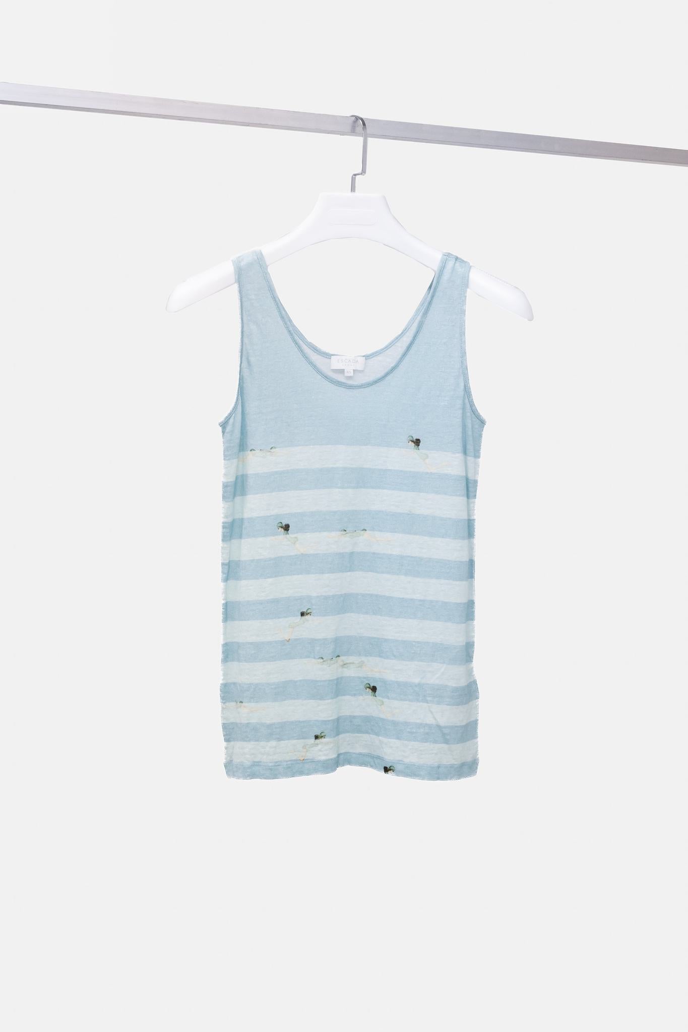 Escada Sport Eswim Light Cobalt Swim Stripe Linen Tank