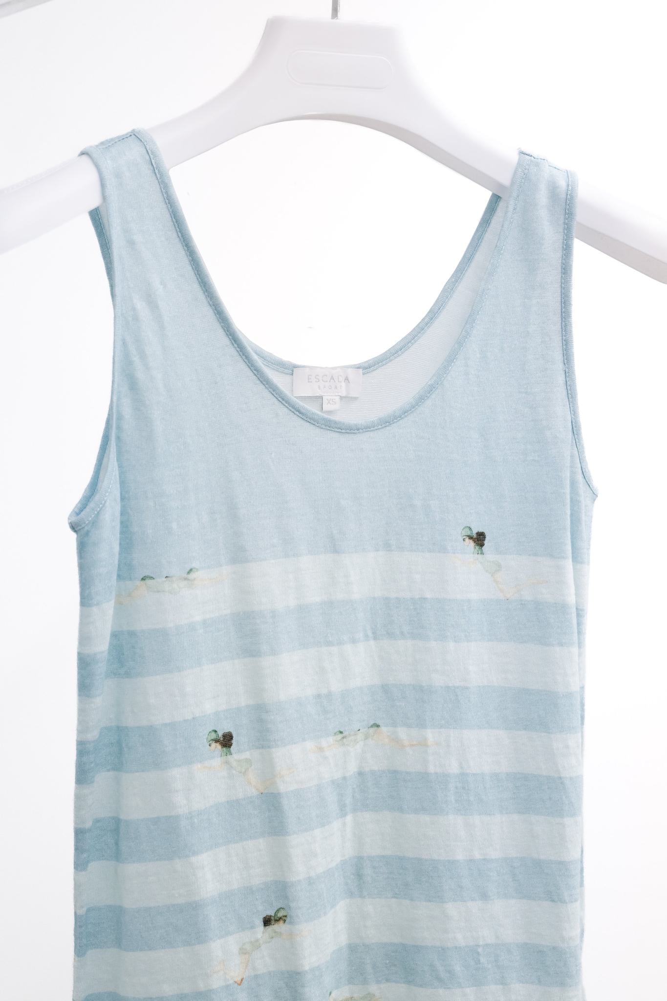 Escada Sport Eswim Light Cobalt Swim Stripe Linen Tank
