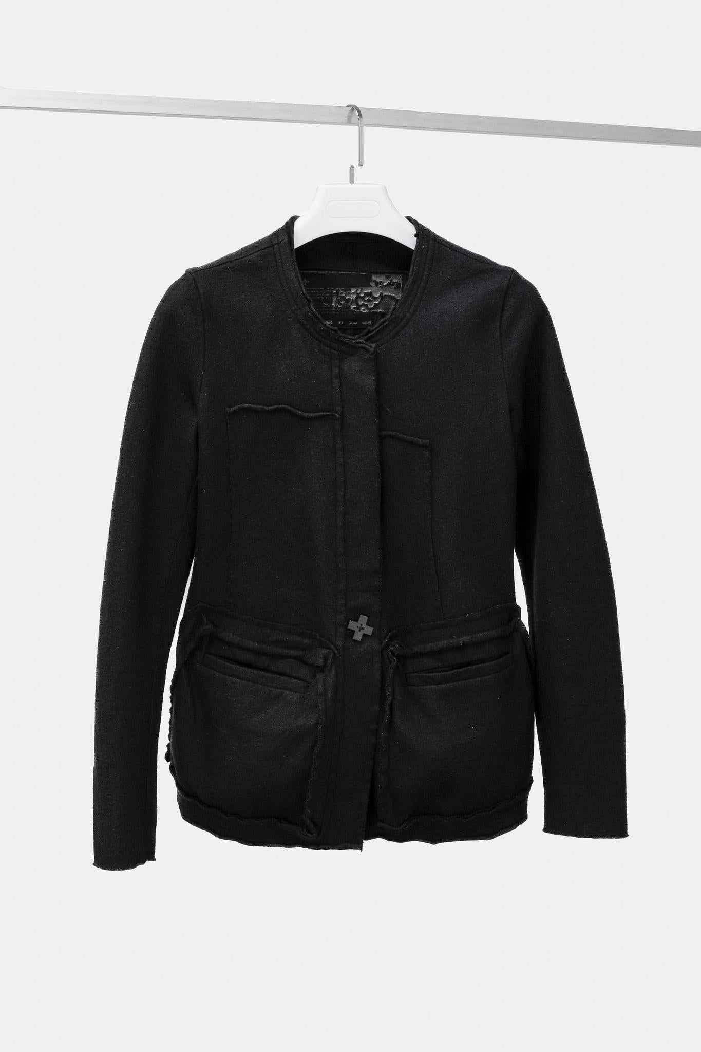 Rundholz Black Label Black Wool Distressed Evening Jacket
