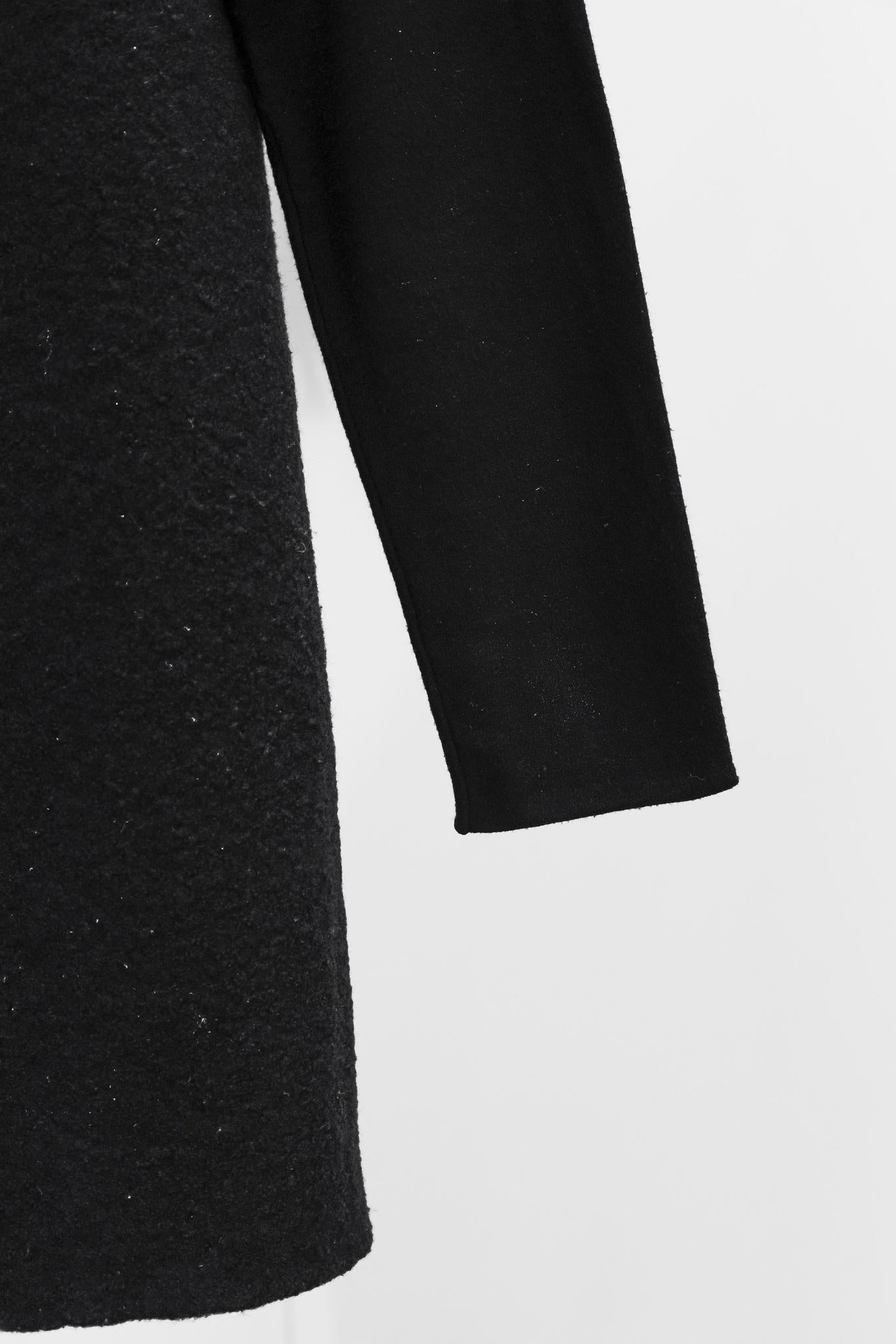 Sarah Pacini Black Weathered Wool Top