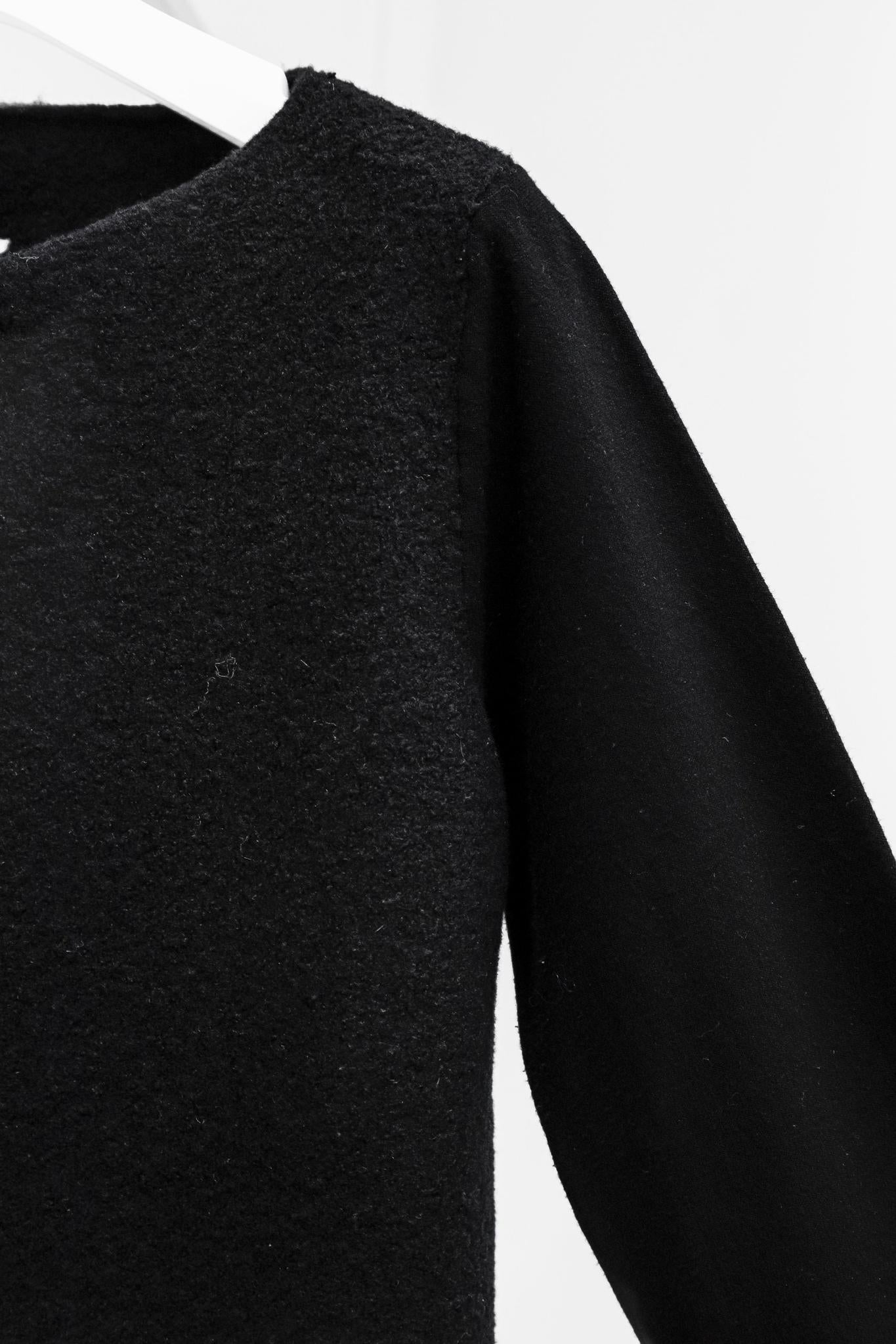 Sarah Pacini Black Weathered Wool Top