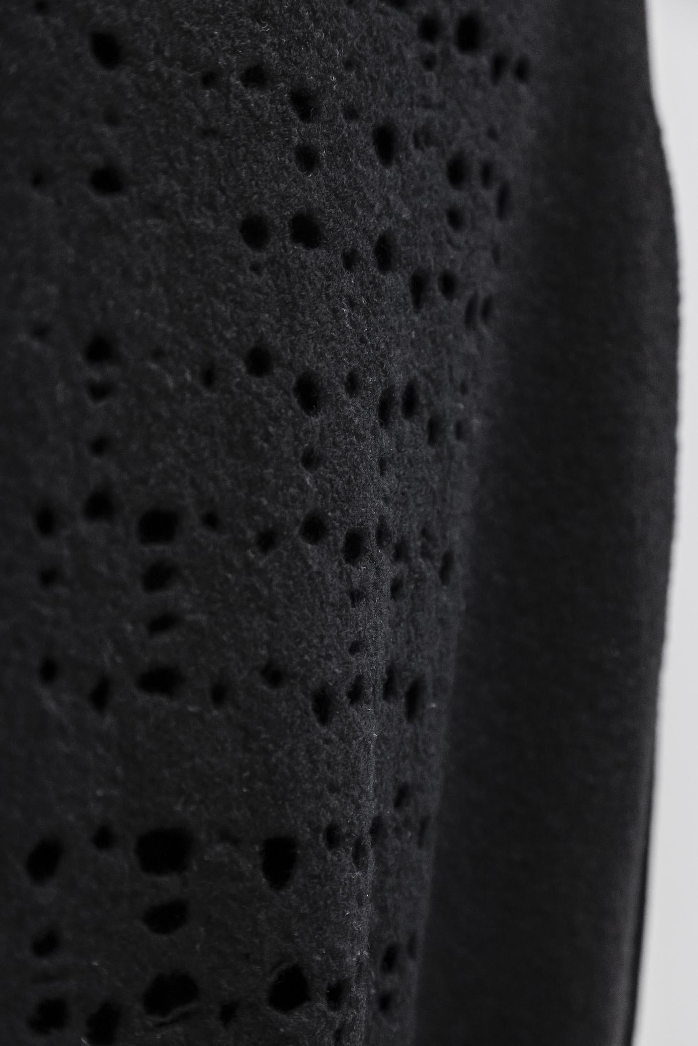 Sarah Pacini Black Weathered Wool Top