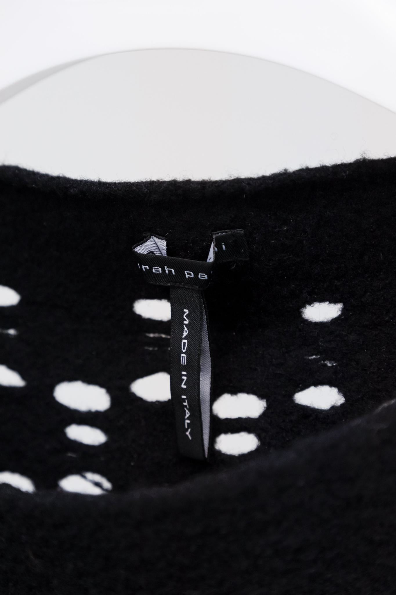 Sarah Pacini Black Weathered Wool Top