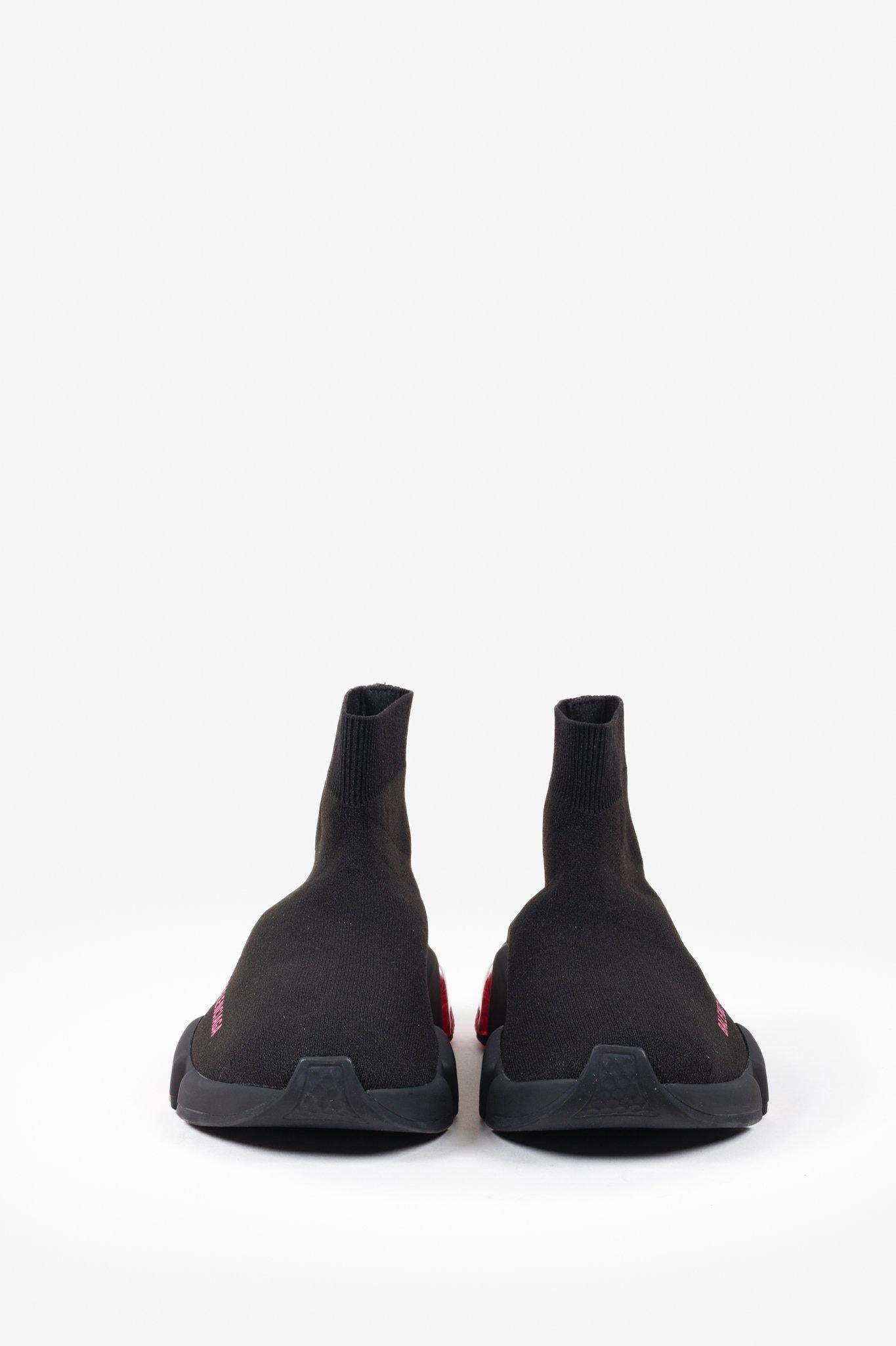 Balenciaga Black and Pink Speed LT Sneakers