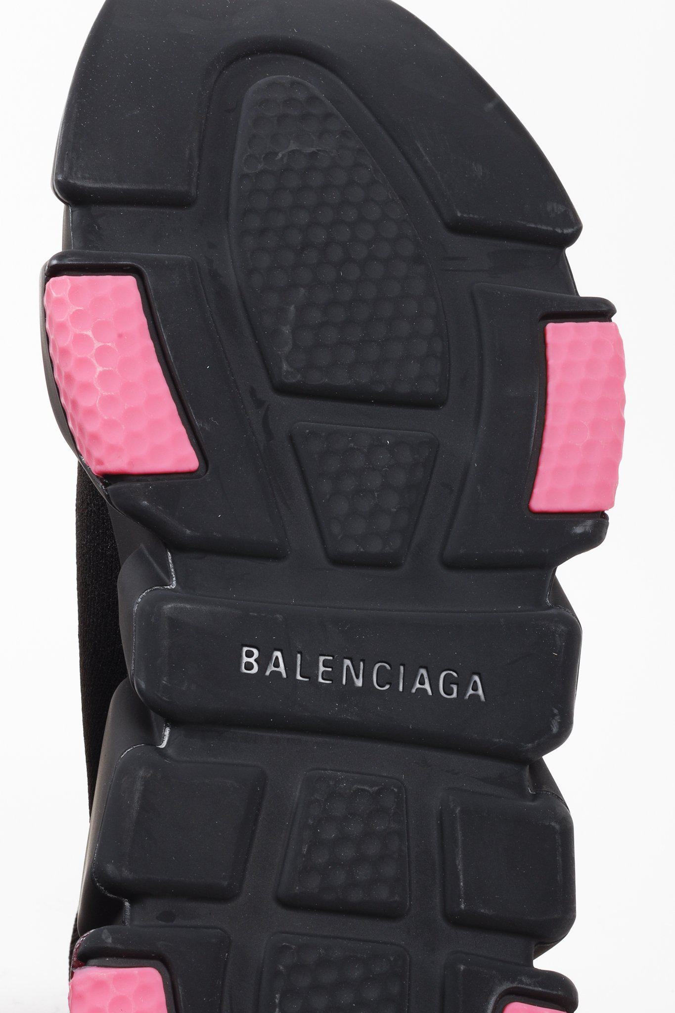 Balenciaga Black and Pink Speed LT Sneakers