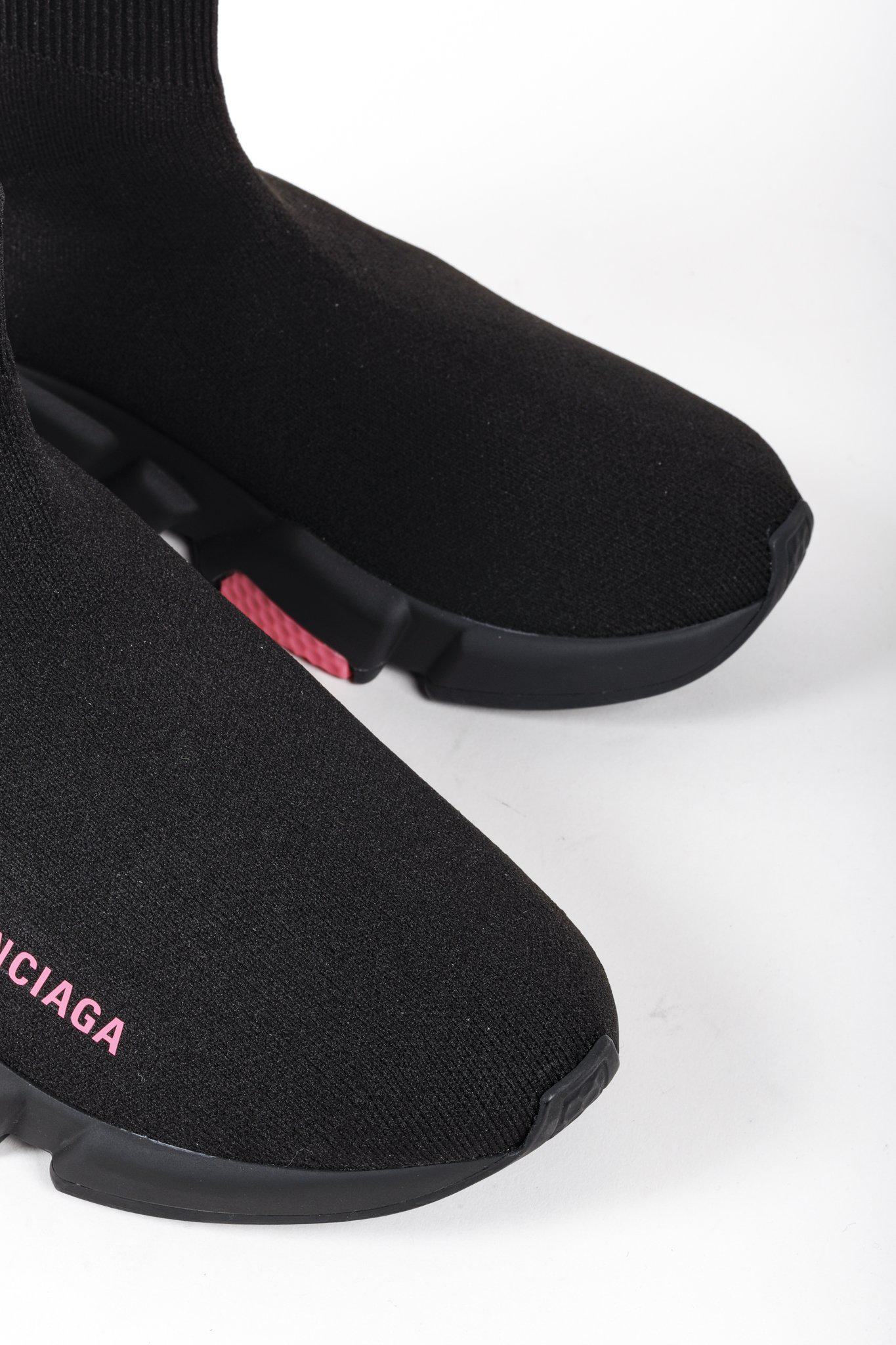 Balenciaga Black and Pink Speed LT Sneakers