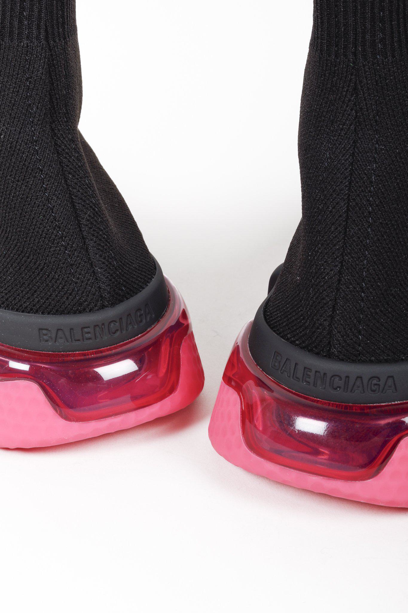 Balenciaga Black and Pink Speed LT Sneakers
