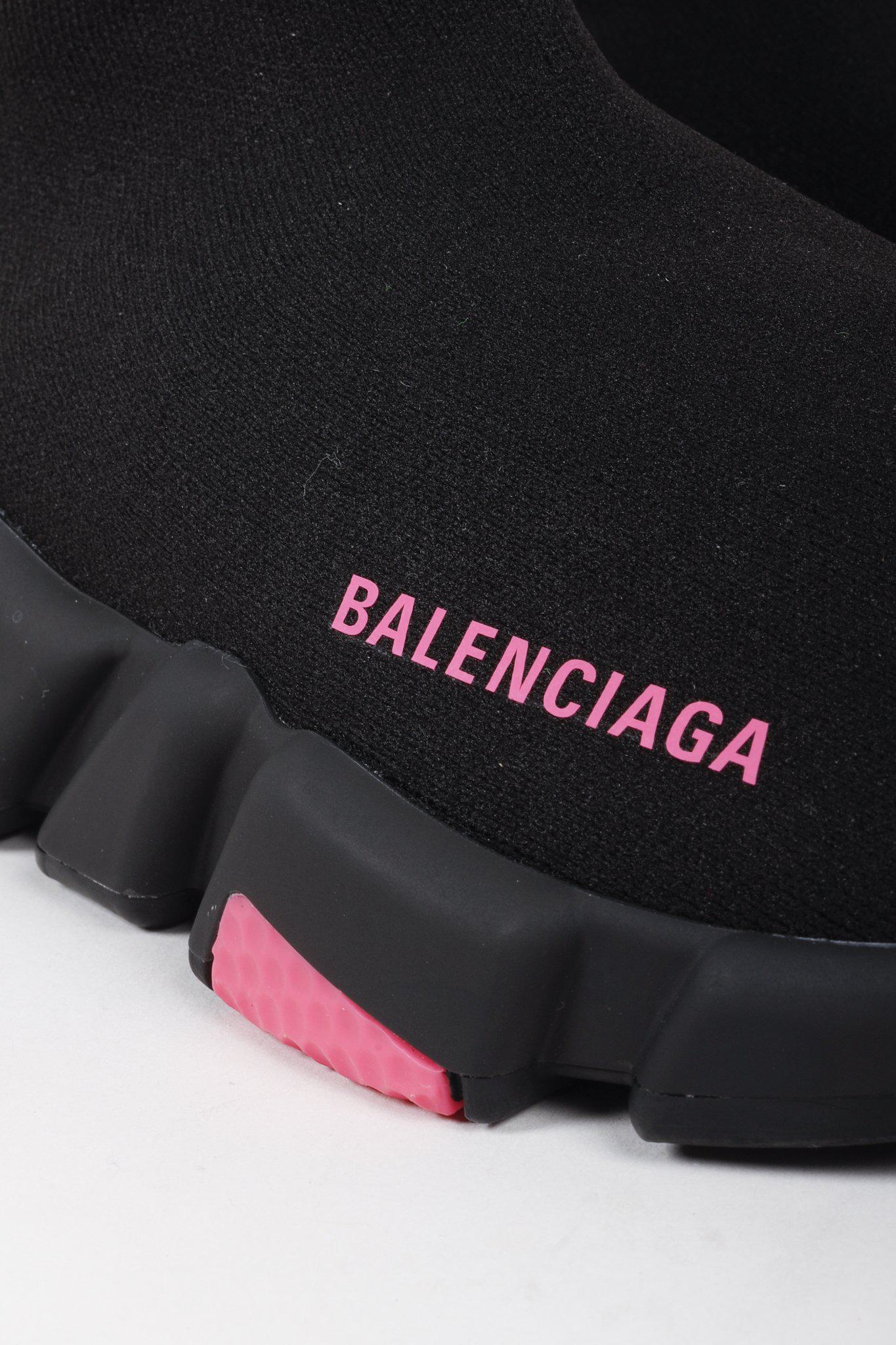 Balenciaga Black and Pink Speed LT Sneakers