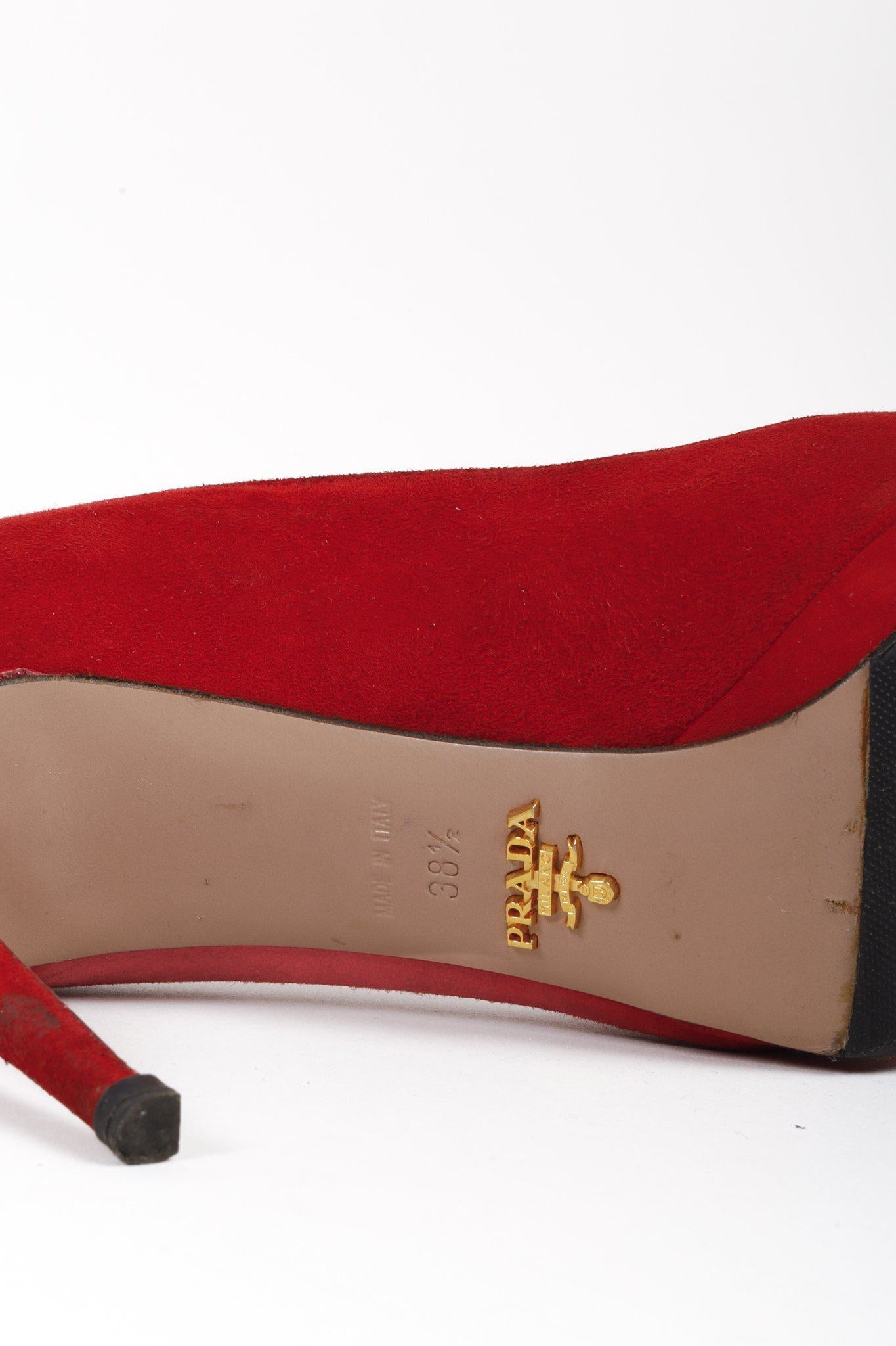 Prada Red Suede Platform Pumps