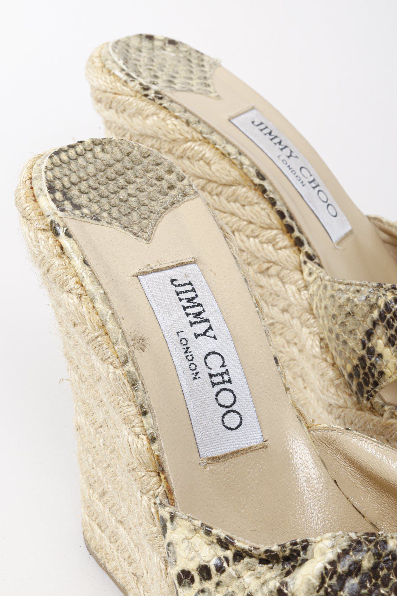 Jimmy Choo Snakeskin Raffia Wedge Sandals