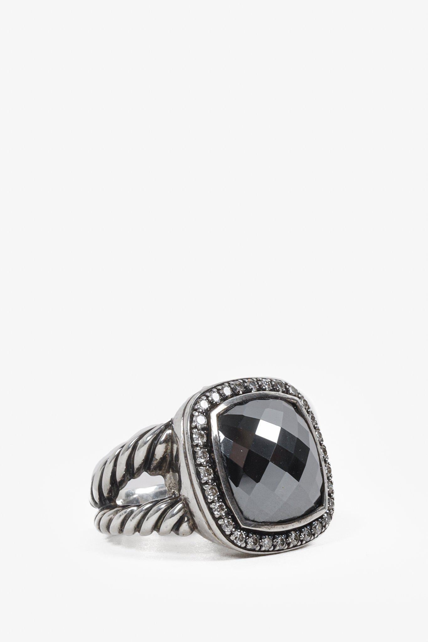 David Yurman Sterling Silver Albion Onyx and Diamond Ring
