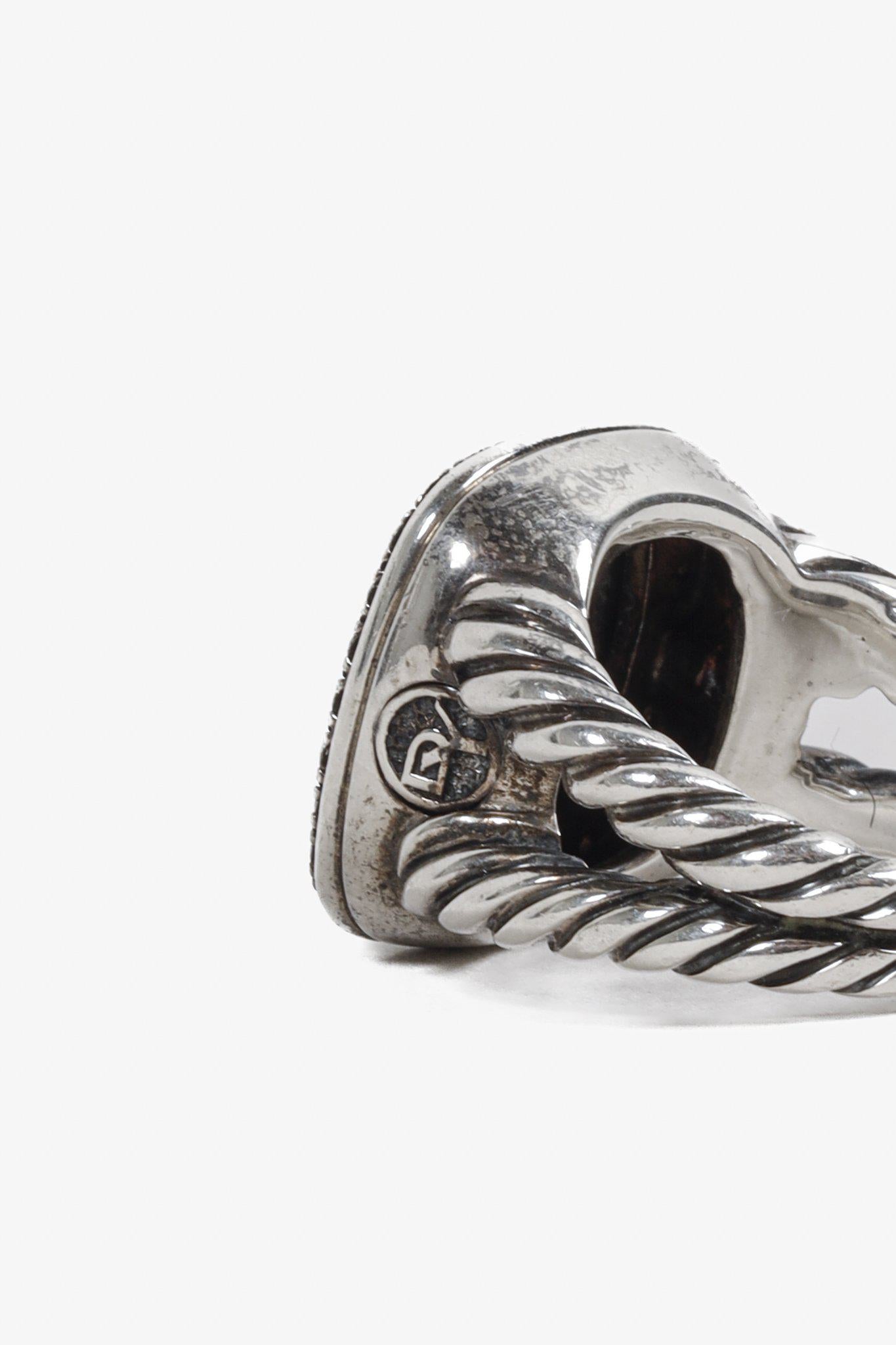 David Yurman Sterling Silver Albion Onyx and Diamond Ring